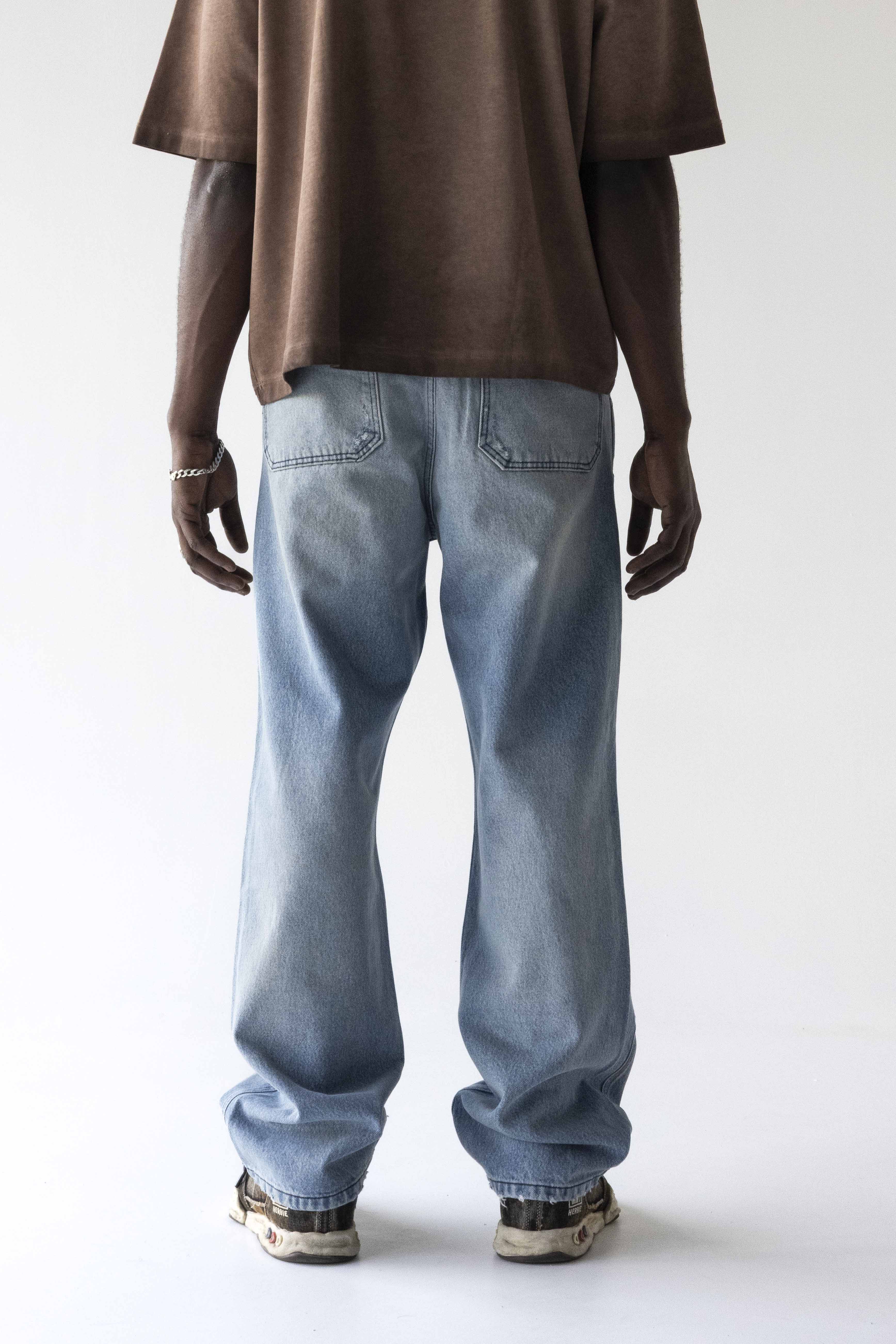 Light Blue Distressed Loose Fit Jeans