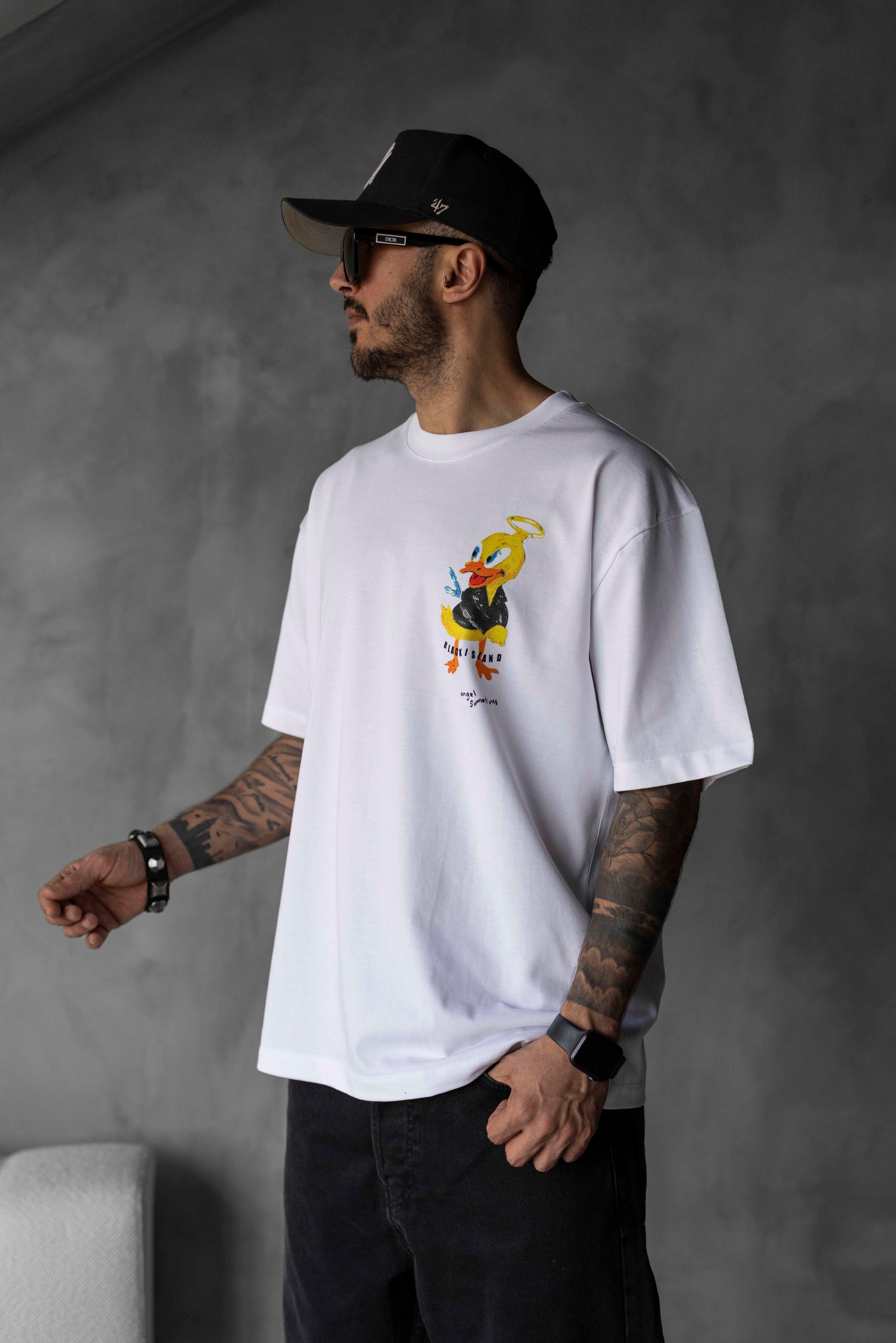 Angel Duck Baskılı Oversize Tişört