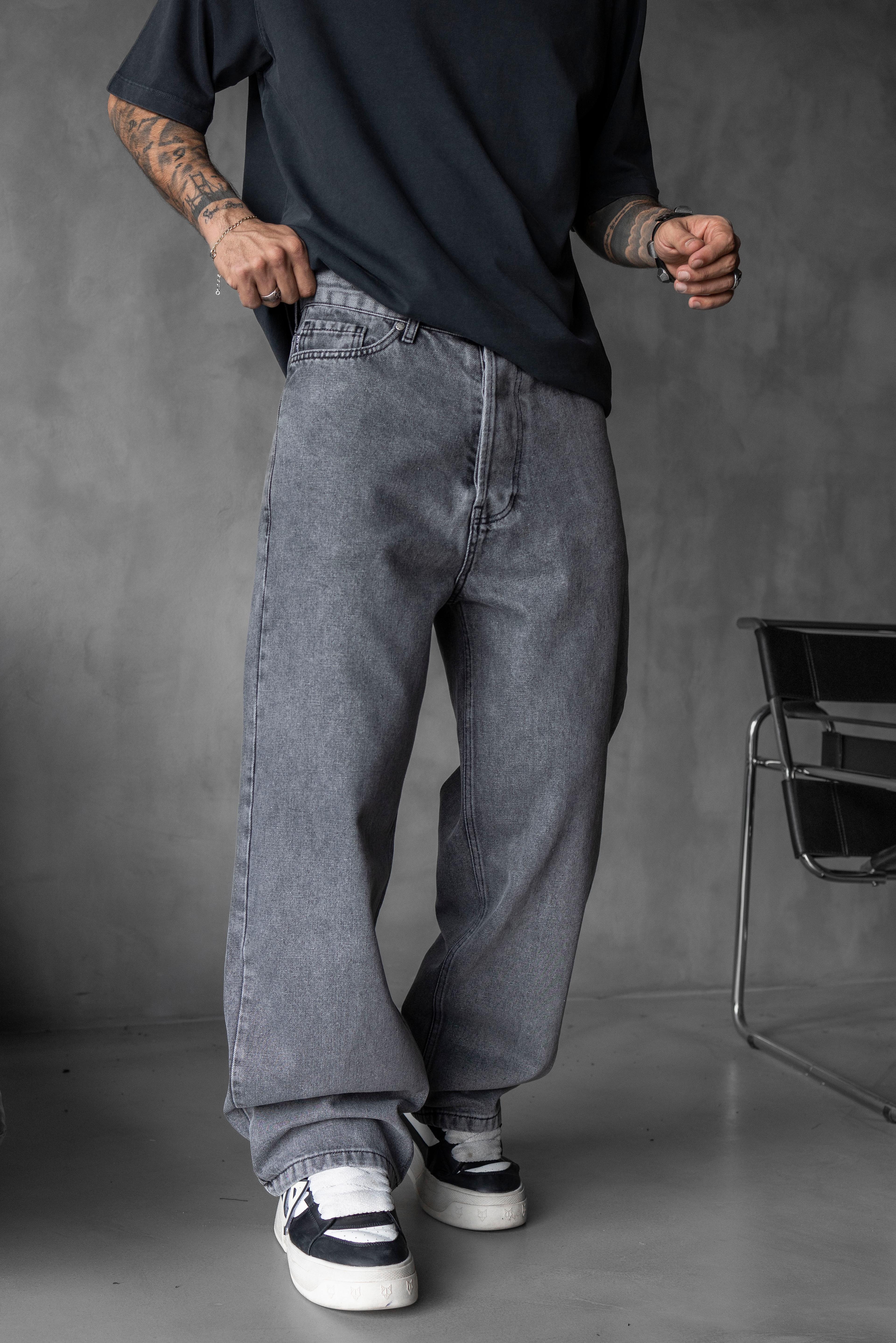 Relaxed Baggy Jean Gri Pantolon