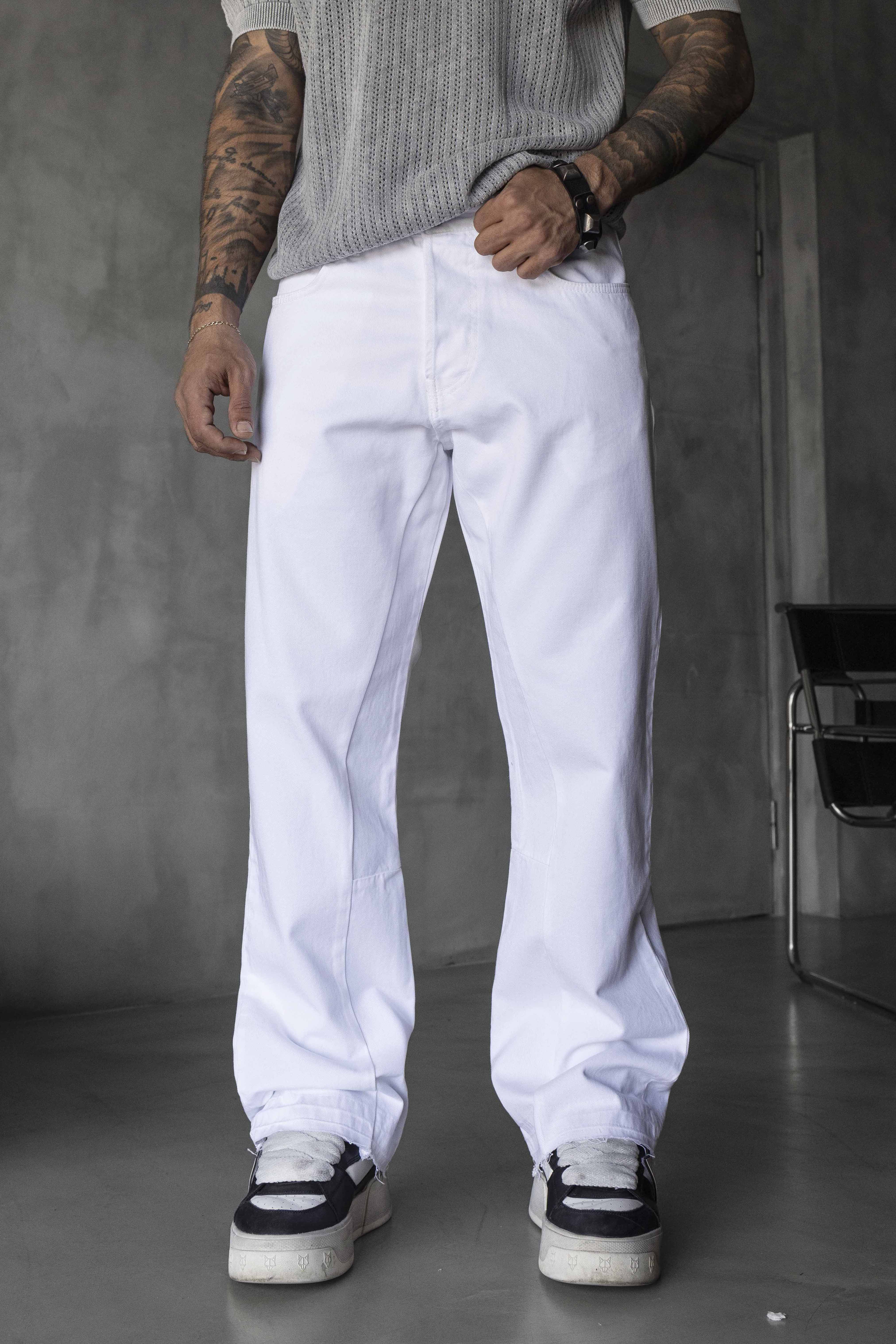 White Relaxed Fit Denim Pants