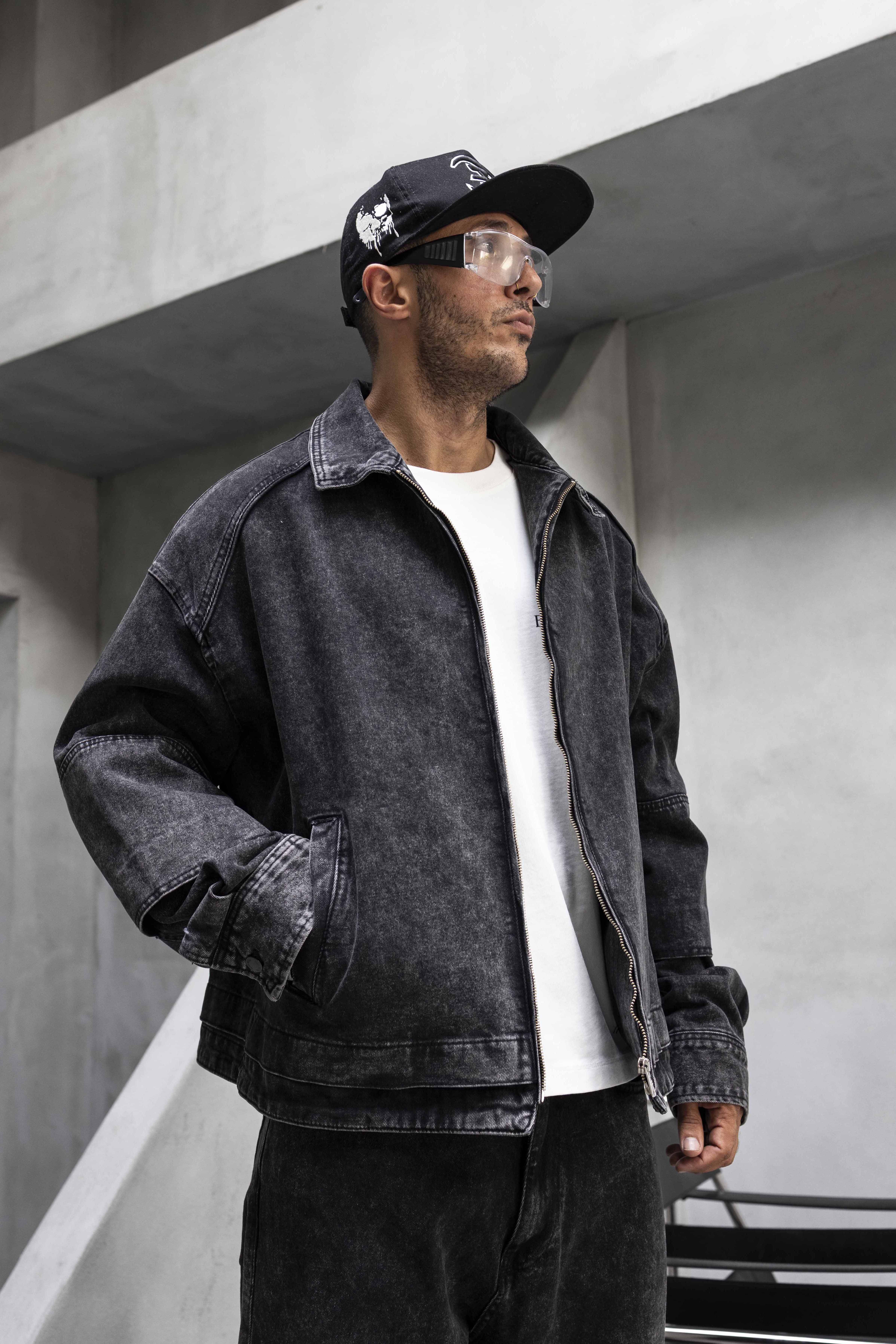 Black Washed Oversize Denim Jacket