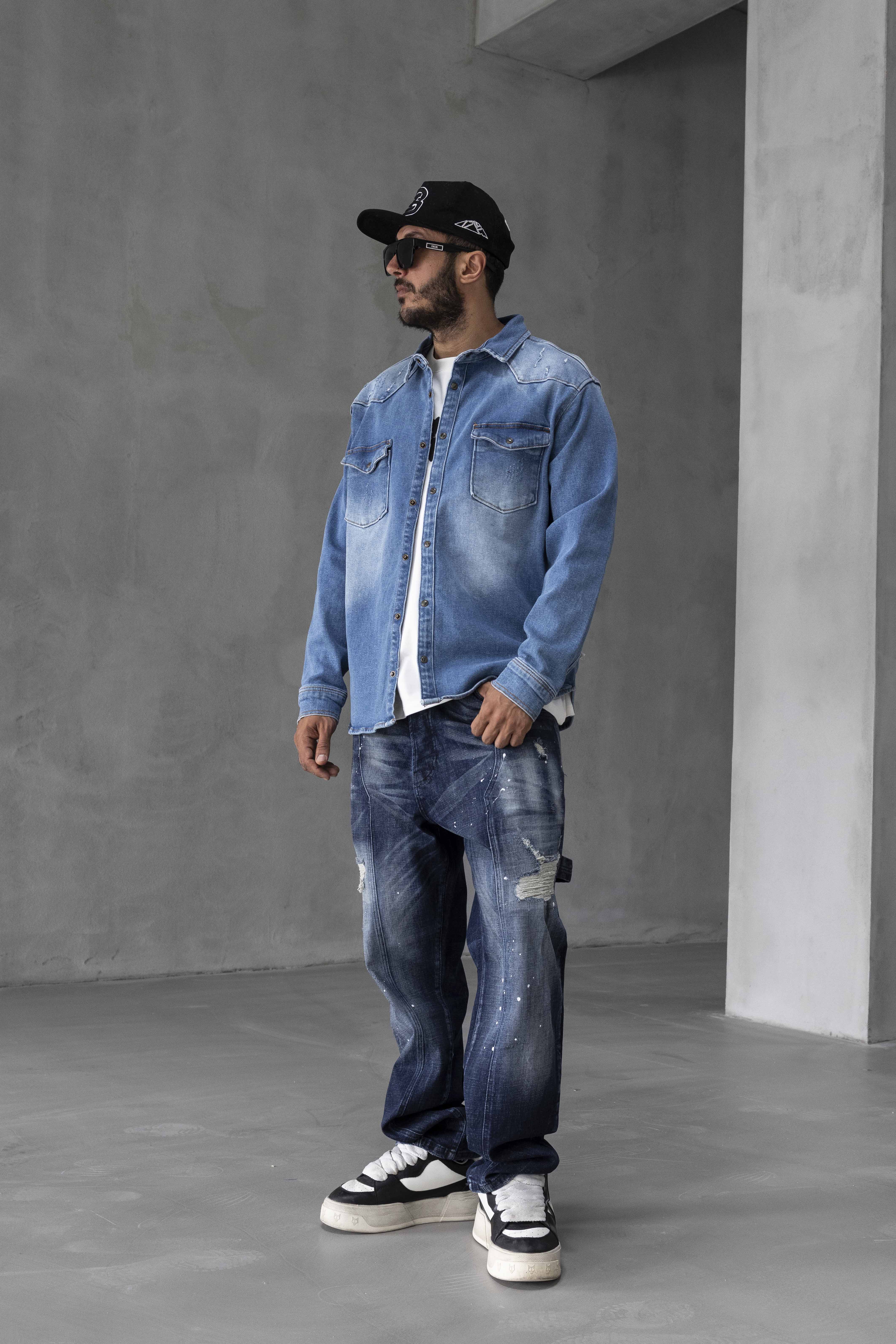 Rihanna Printed Blue Denim Jacket