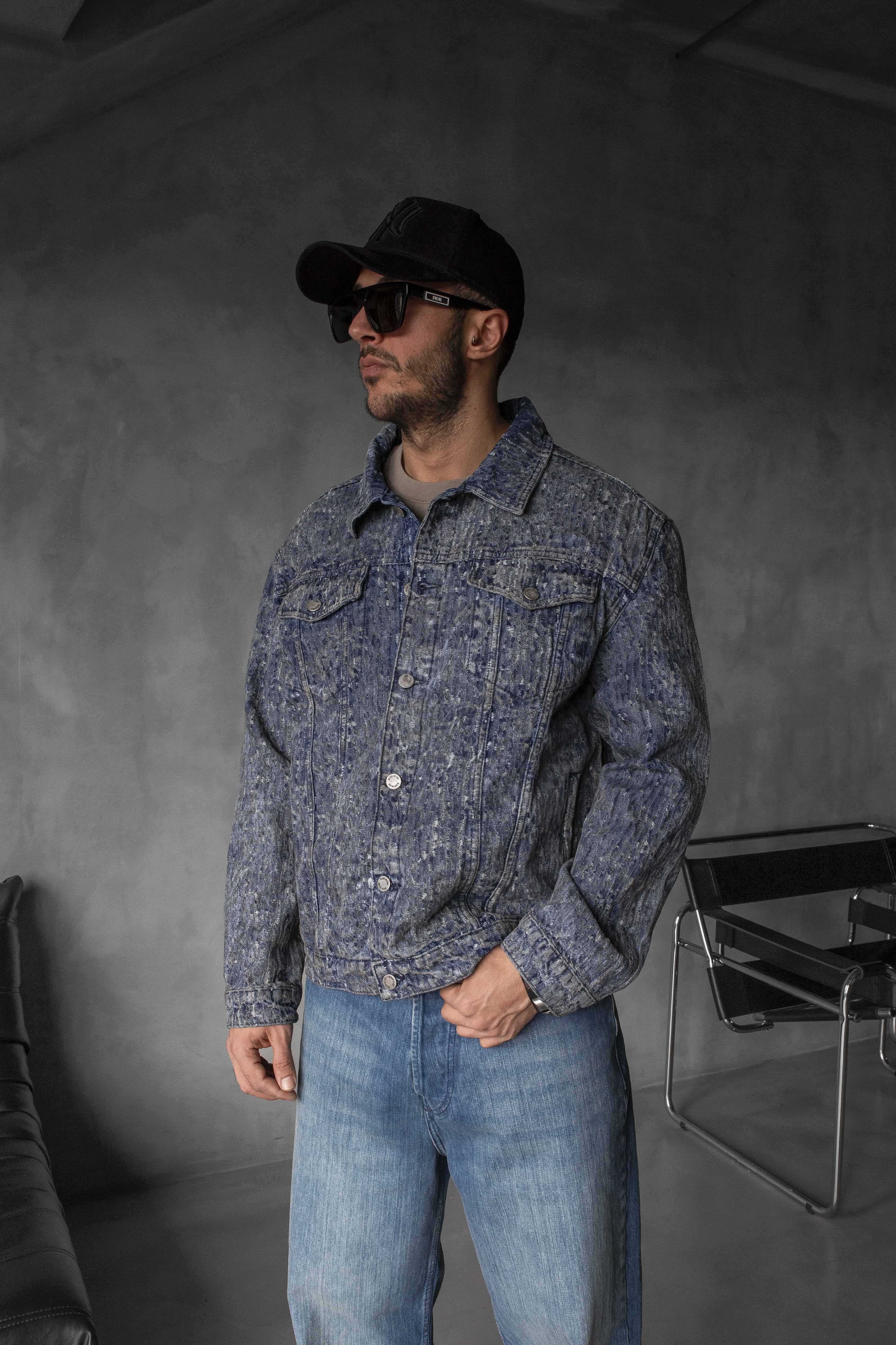 Blue Speckled Vintage Denim Jacket