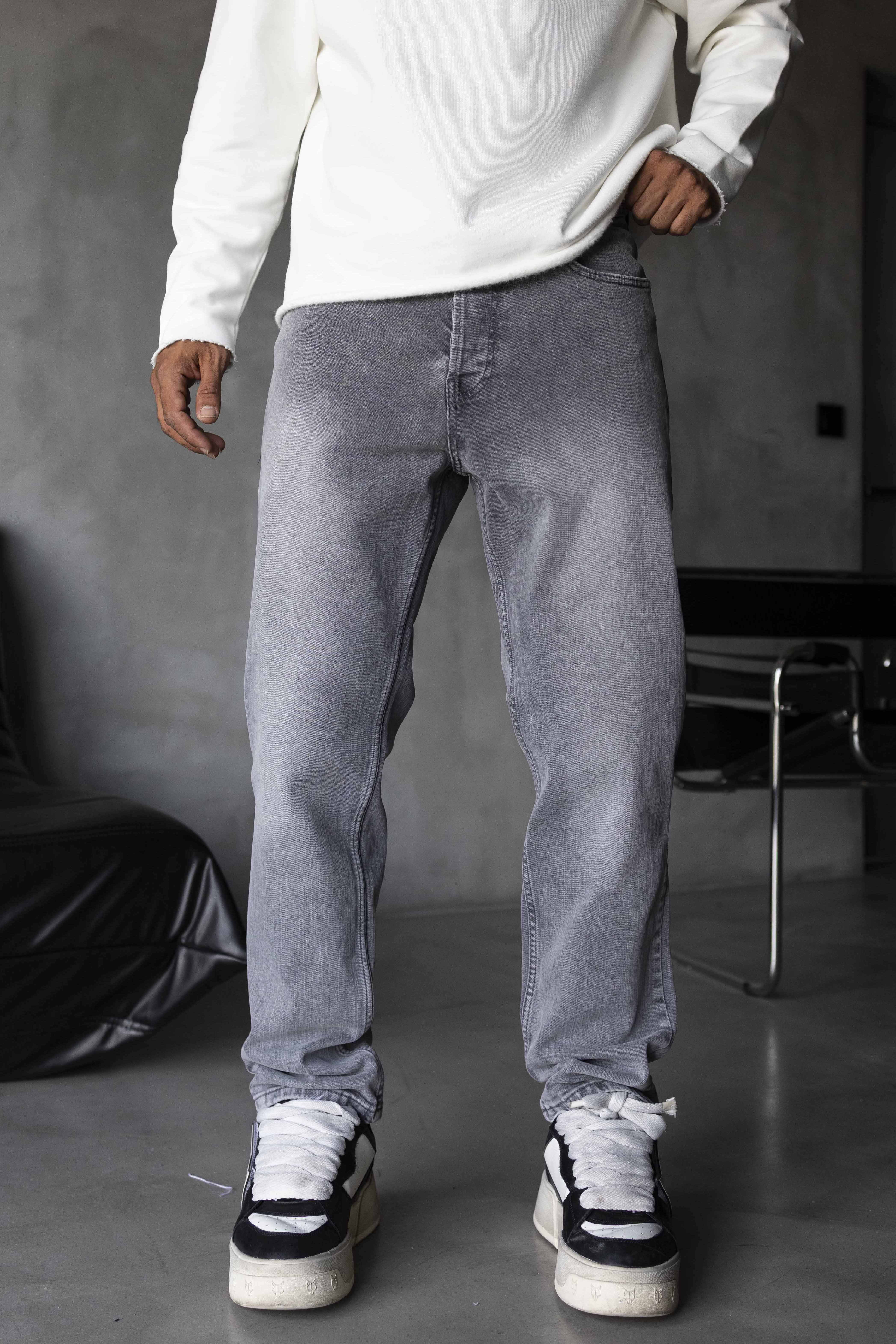 Light Grey Straight Denim Jeans