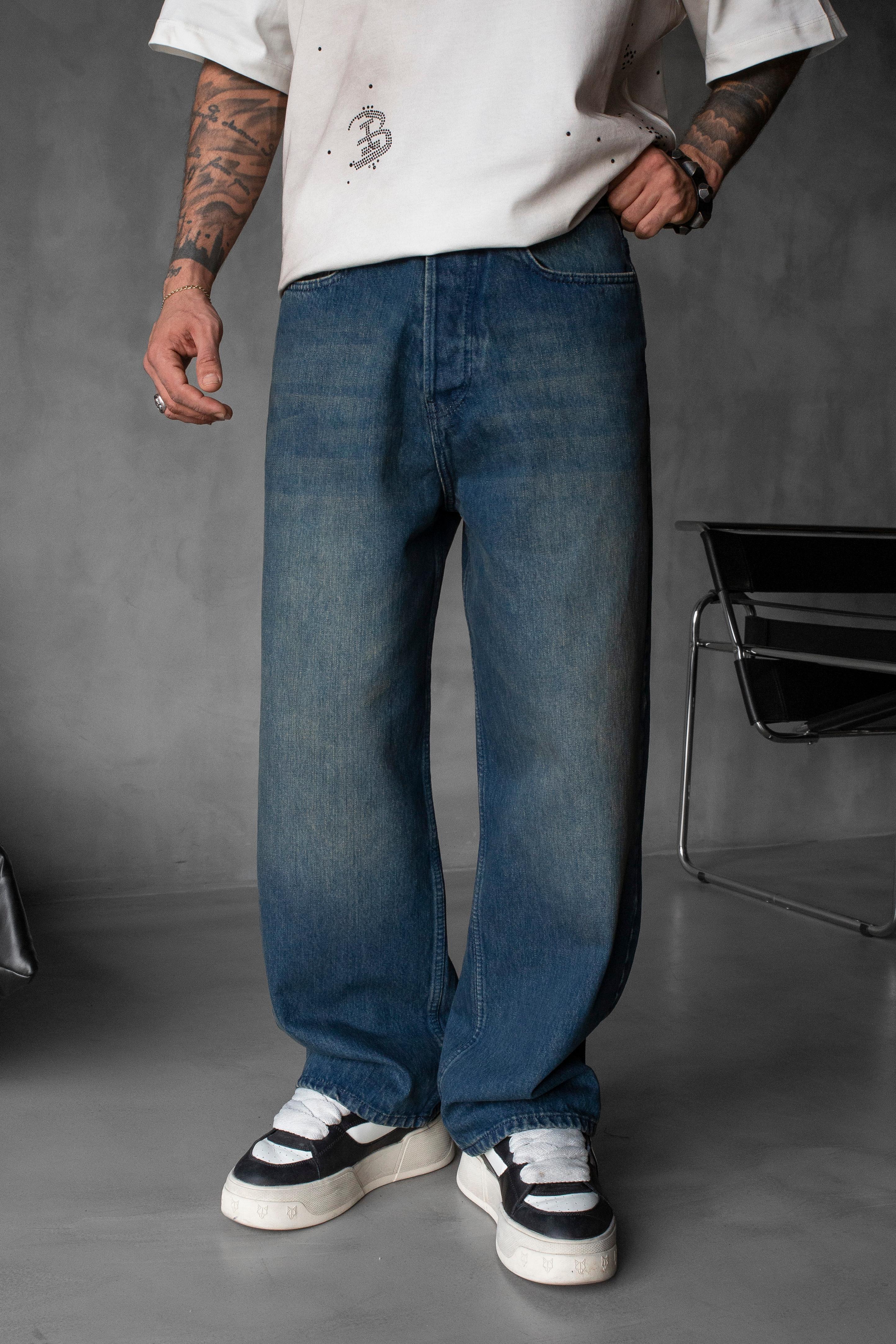 Relaxed Baggy Jean Koyu Mavi Pantolon