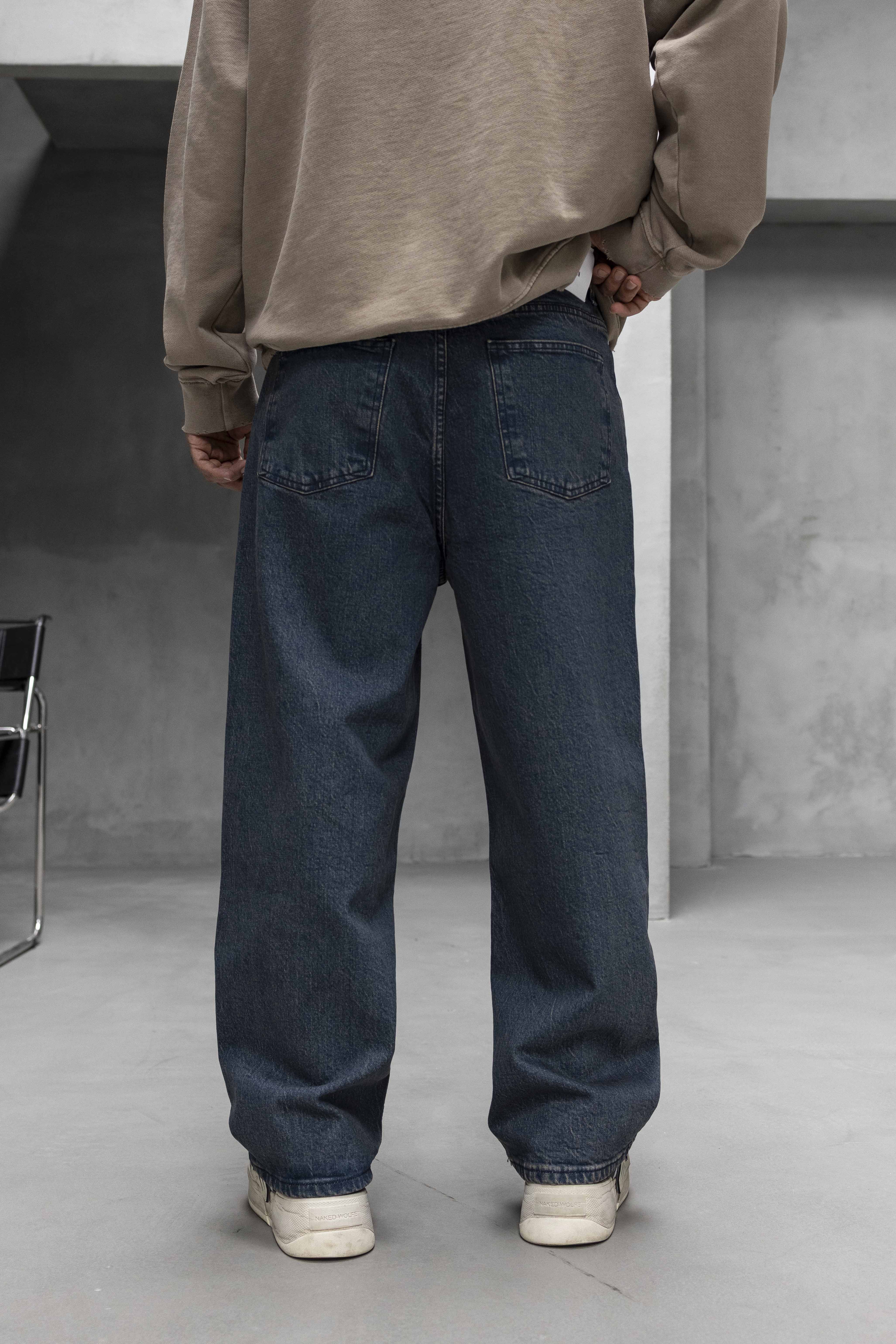 Dark Blue Wide Leg Denim Pants