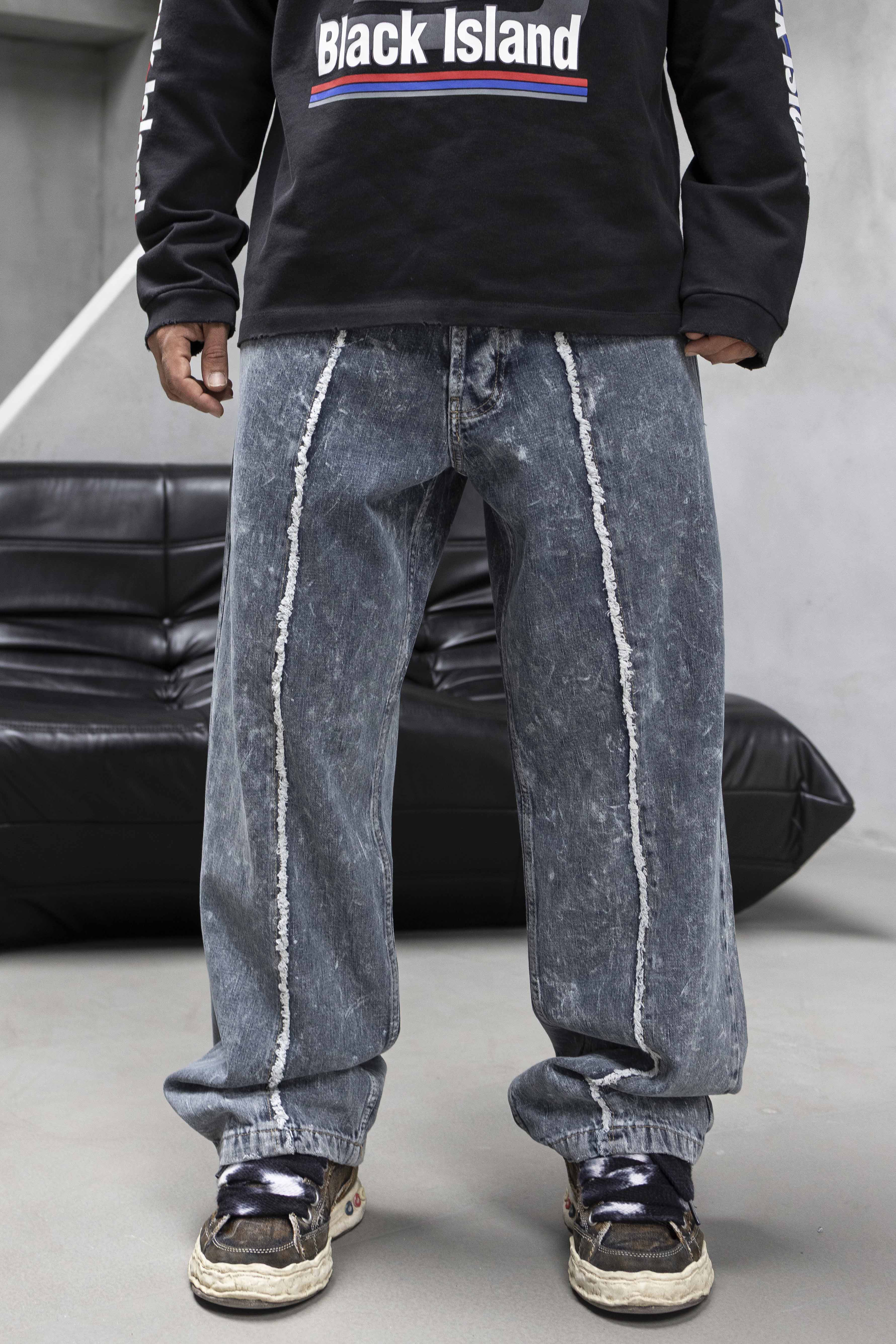Raw Edge Seam Denim Pants