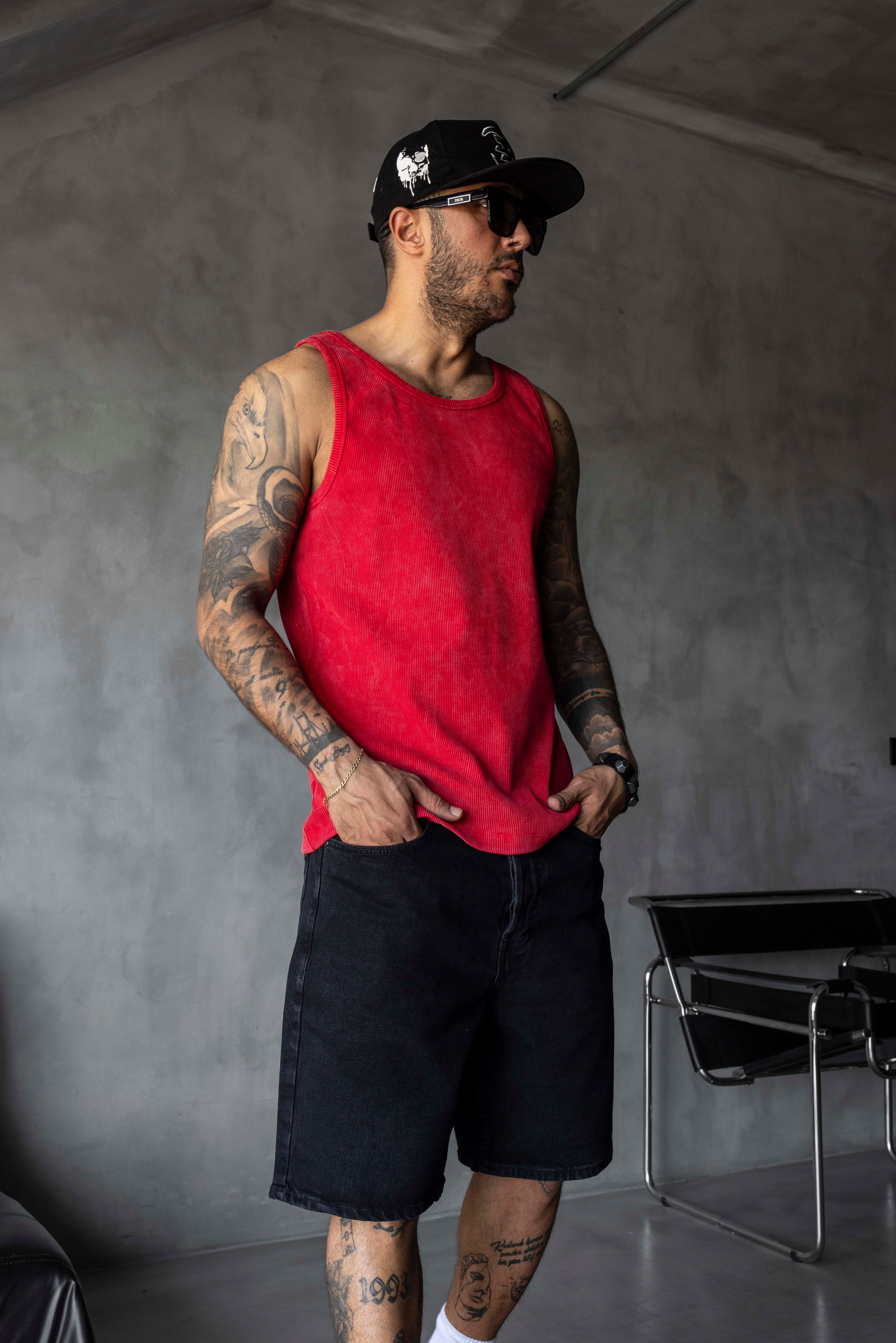 Yıkamalı Ribana Atlet – Oversize Fit