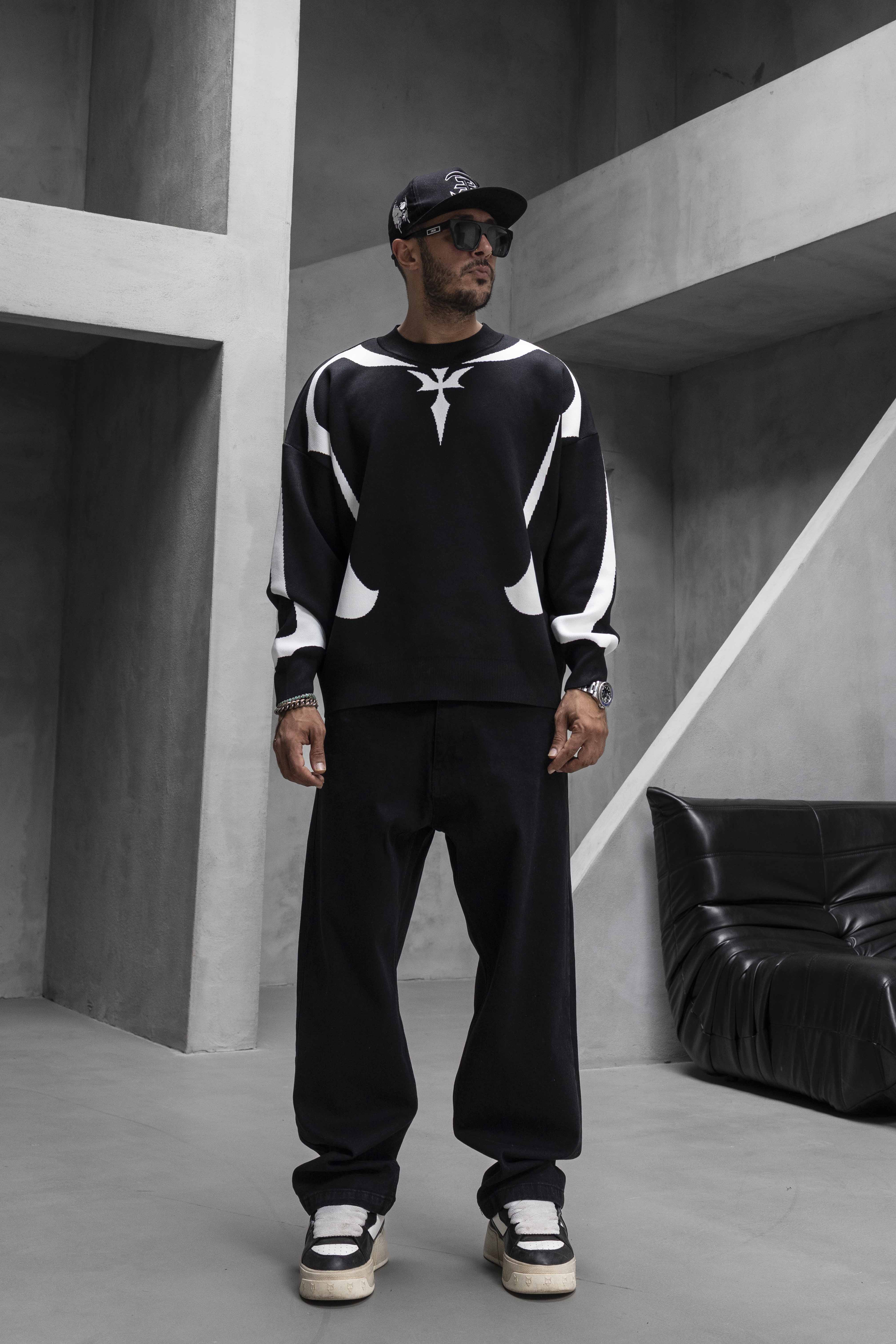 Black Island Oversized “Sculpted Knit” Sweater