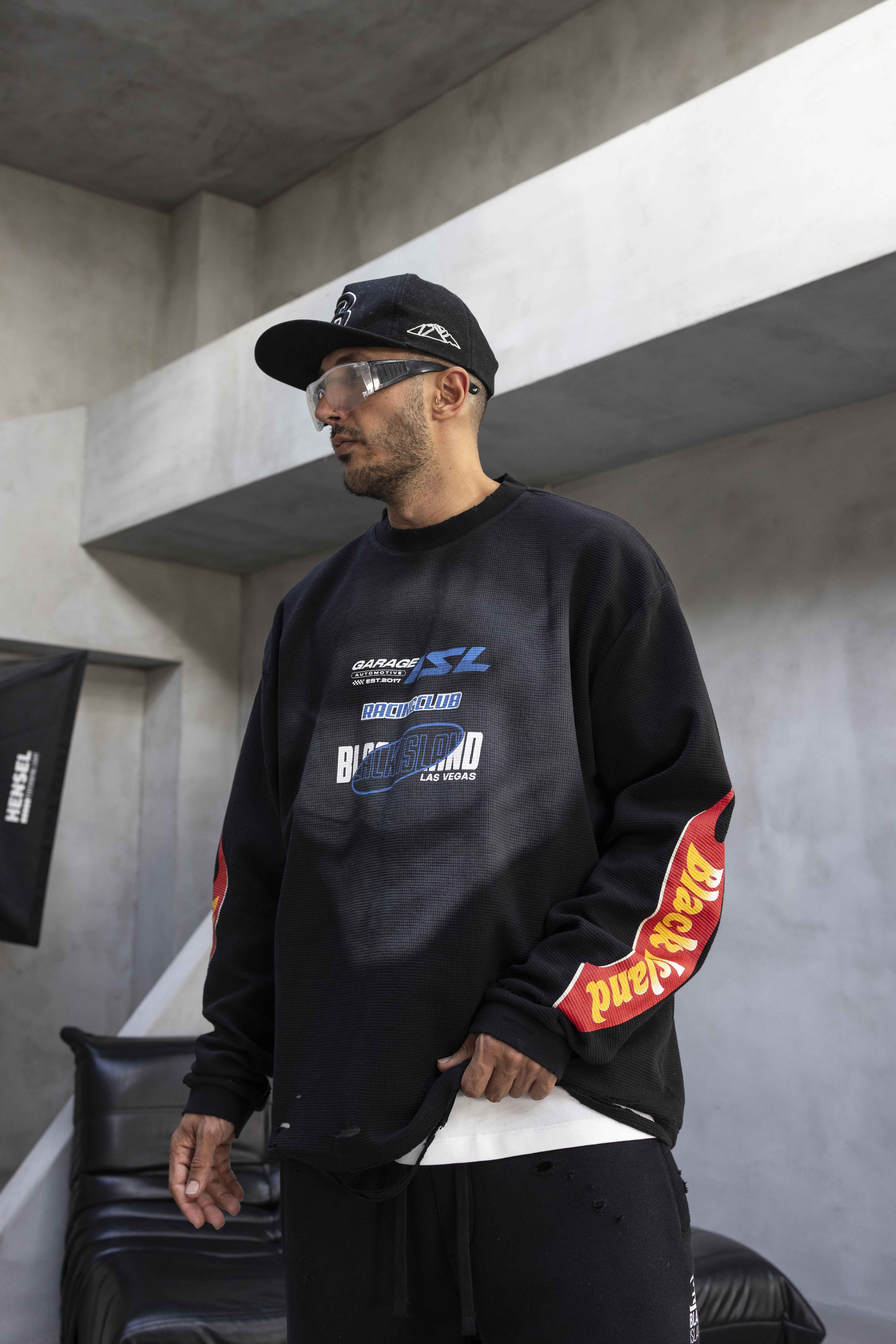 Black Island Oversized “Racing Club” Long Sleeve Sweatshirt