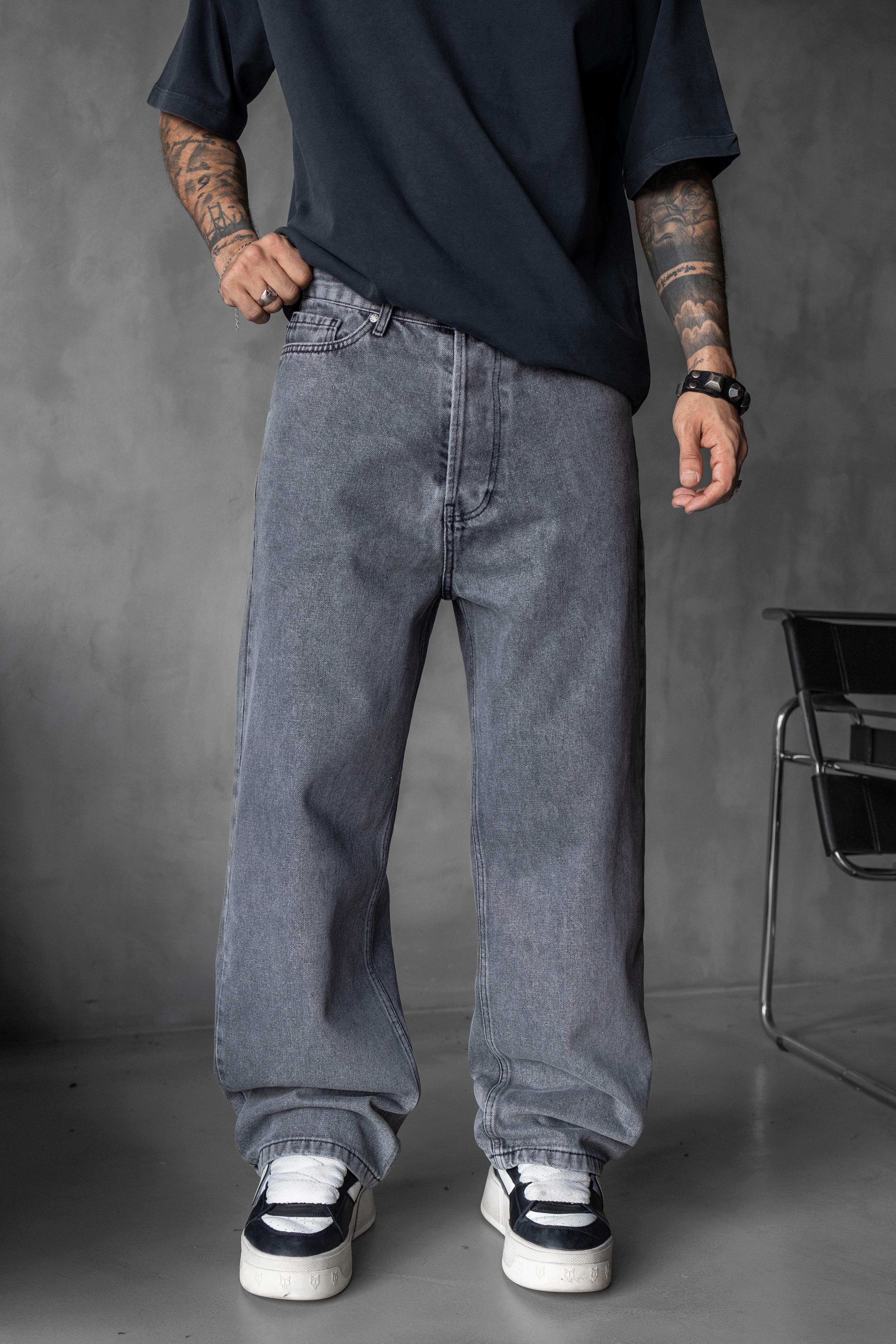 Relaxed Baggy Jean Gri Pantolon