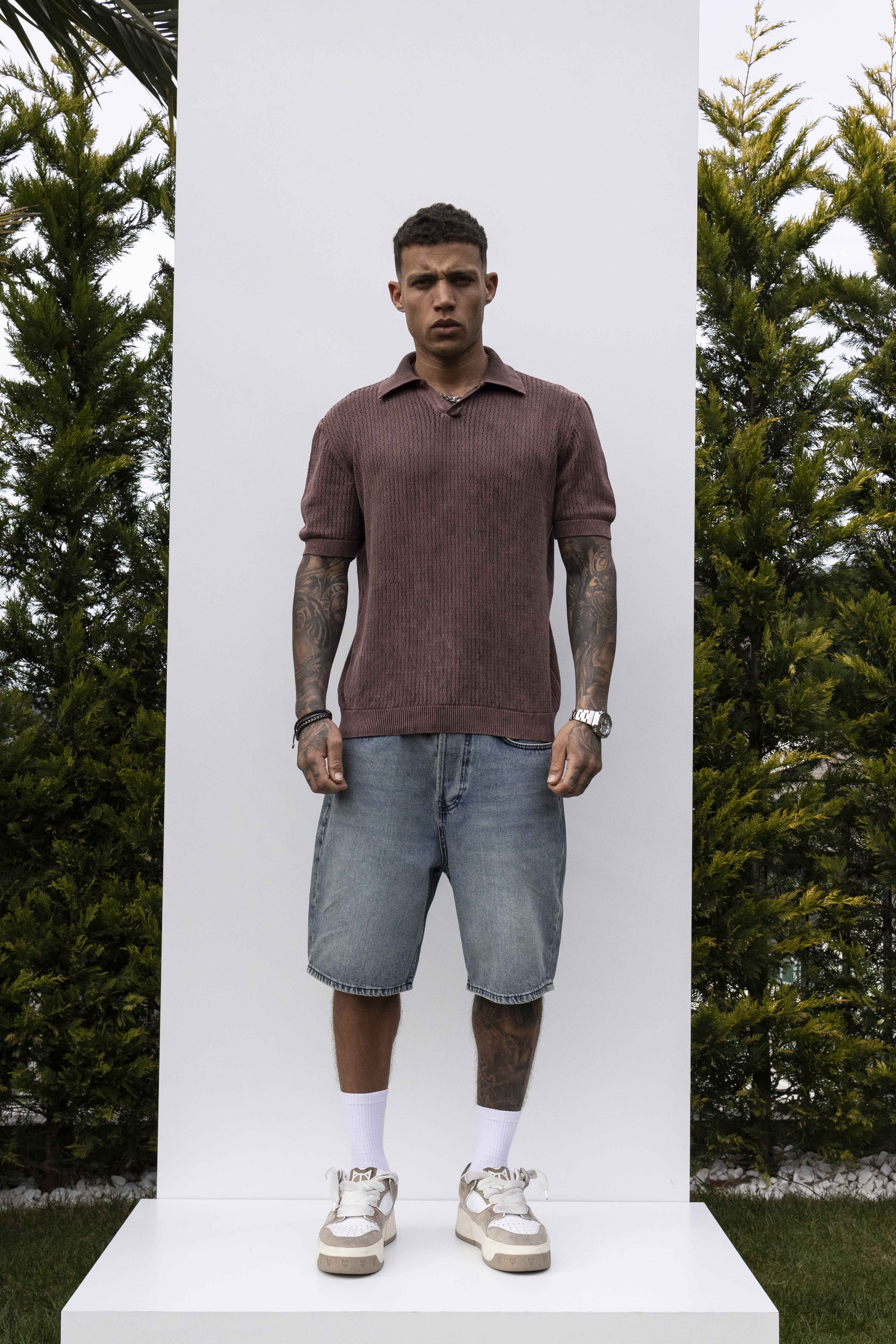 Black Island “Geometric Knit Shirt”