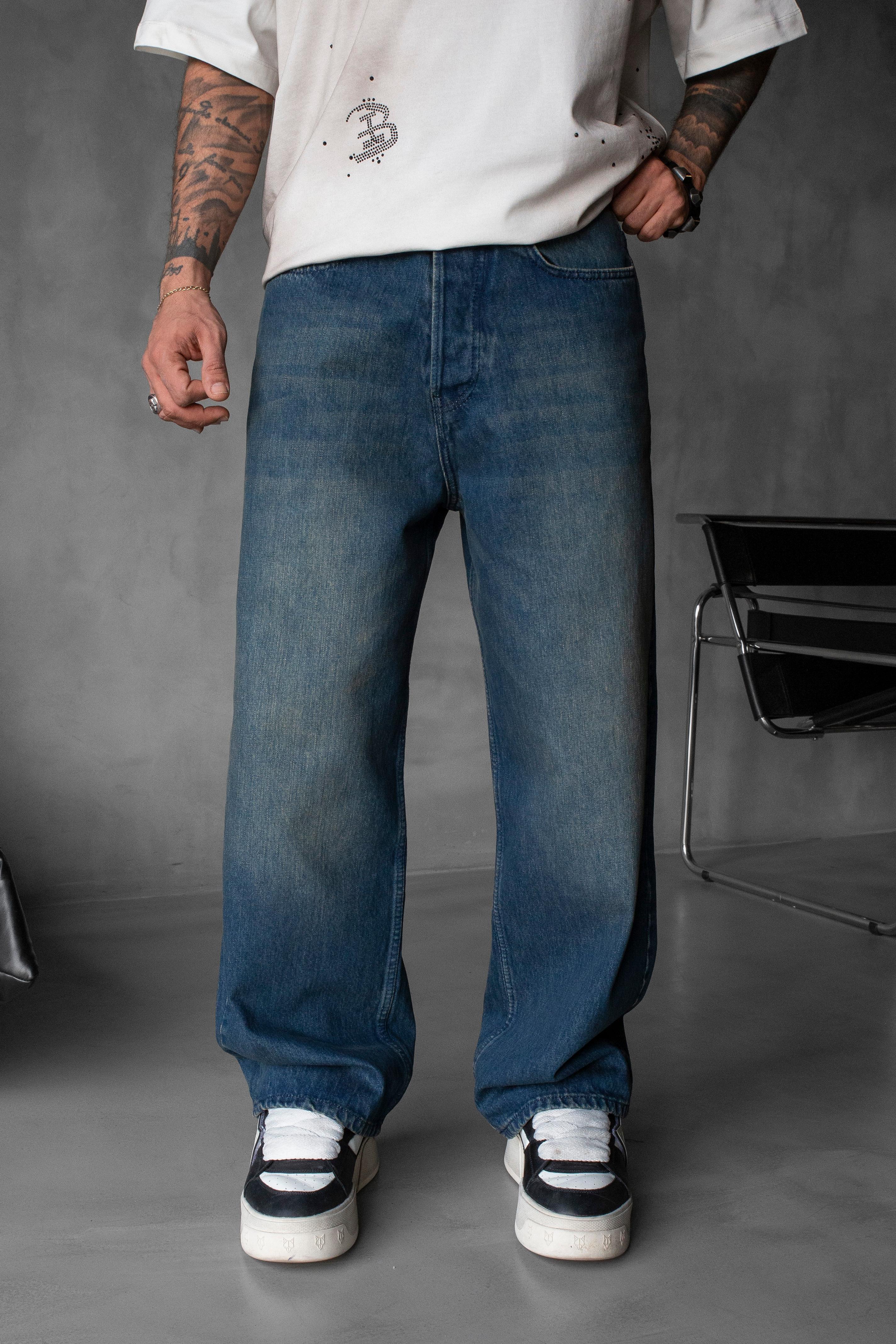 Relaxed Baggy Jean Koyu Mavi Pantolon