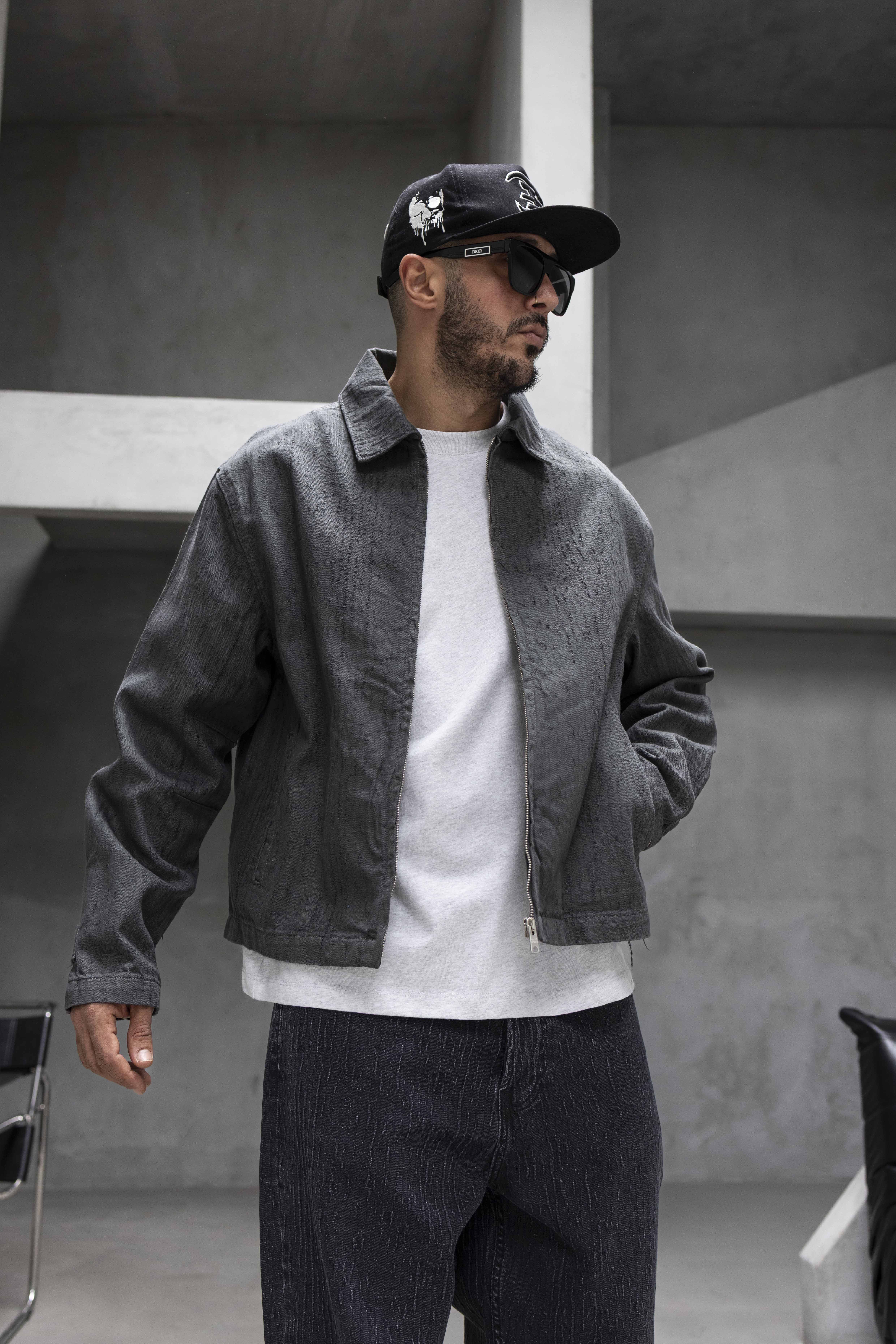 Petrol Textured Zip Jacket