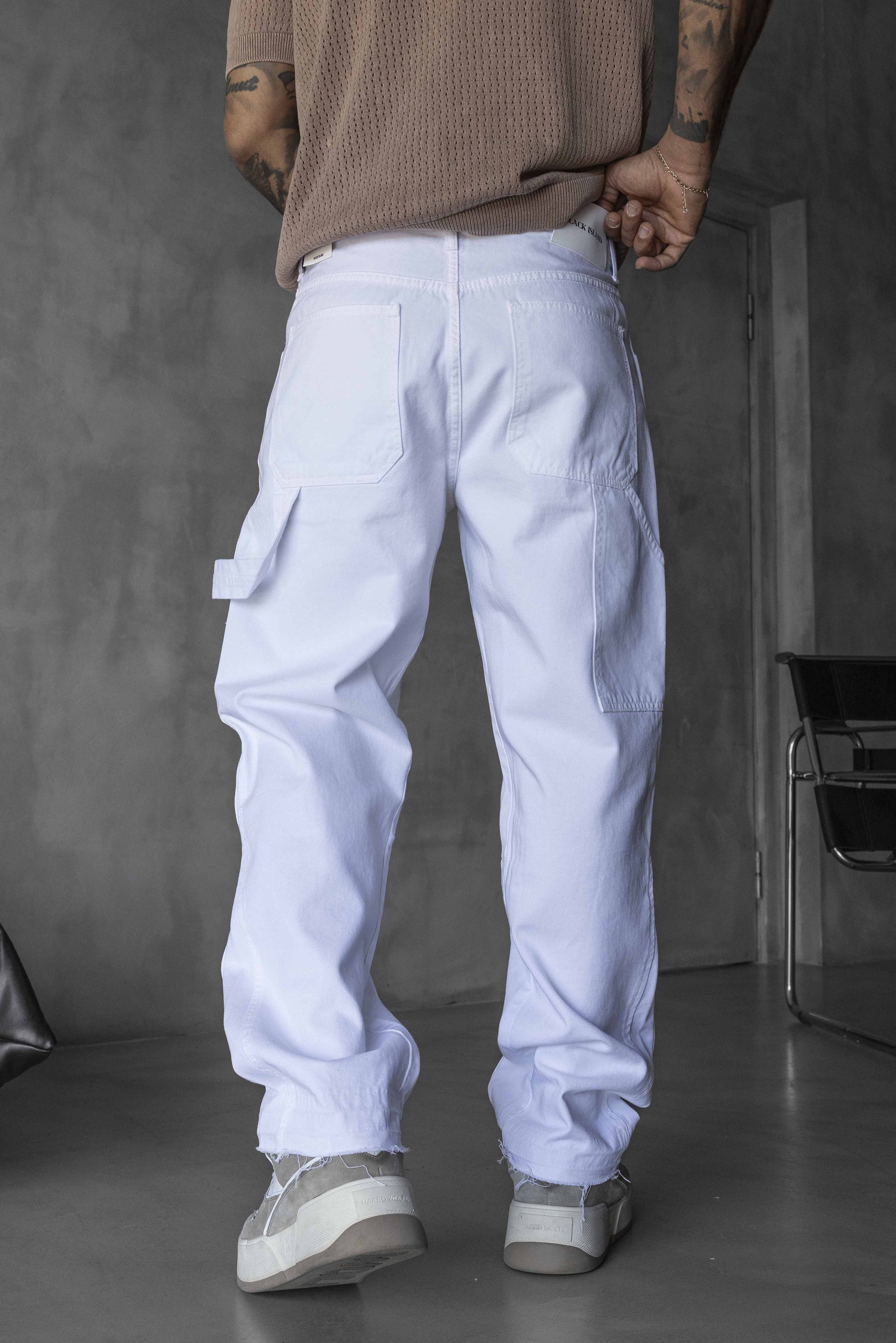 White Utility Denim Pants