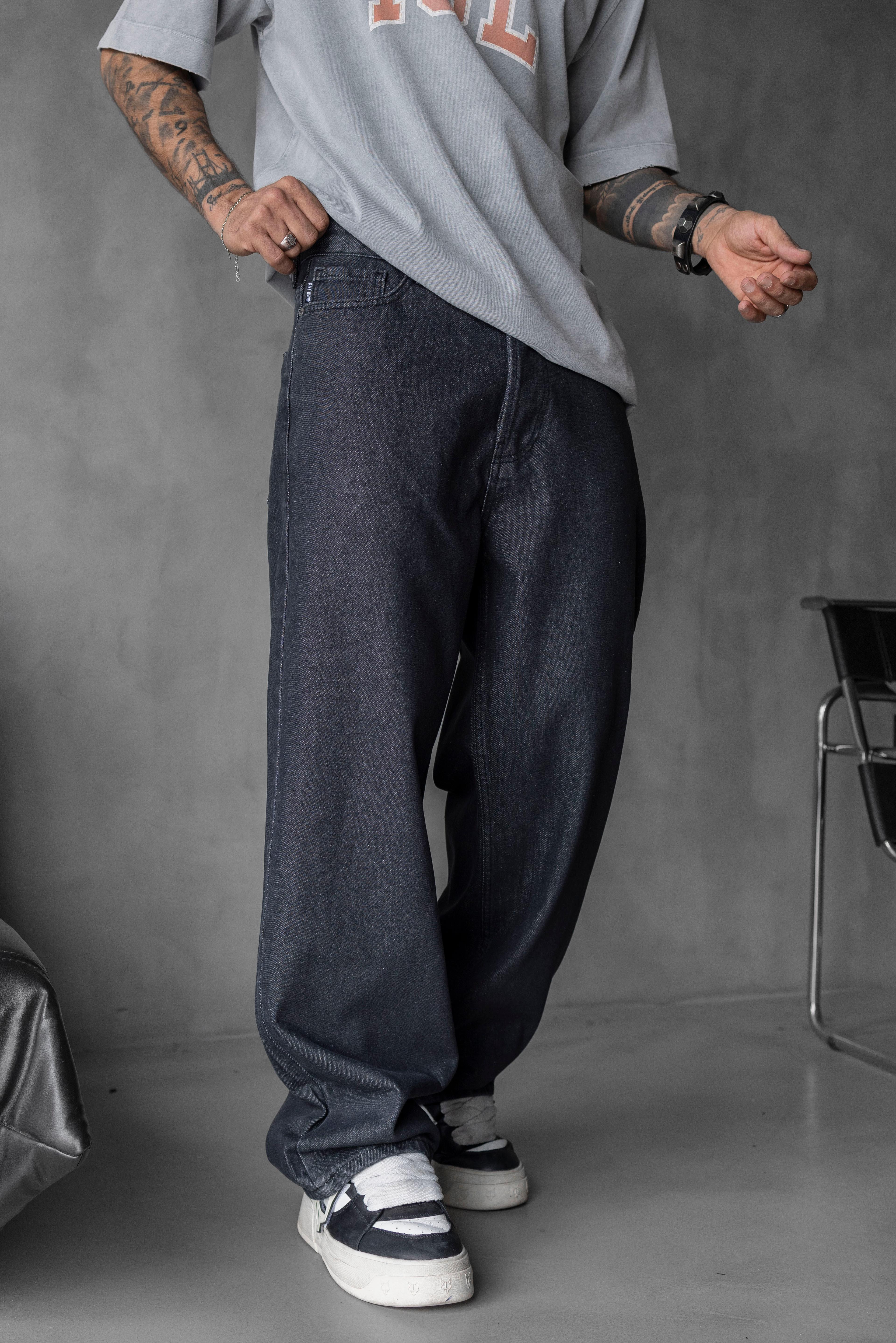 Relaxed Baggy Jean Siyah Pantolon