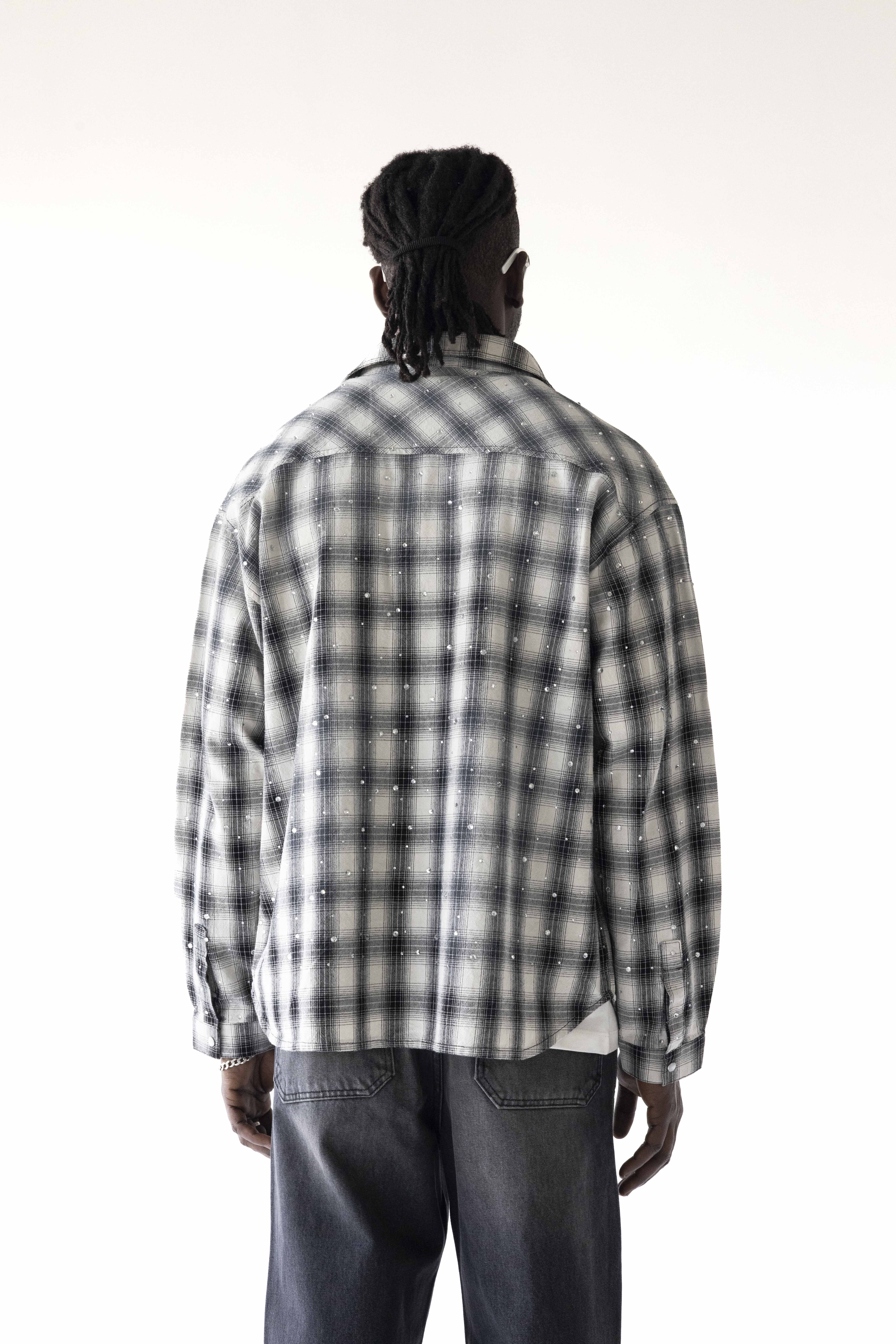 Grey Checkered Long-Sleeve Shirt