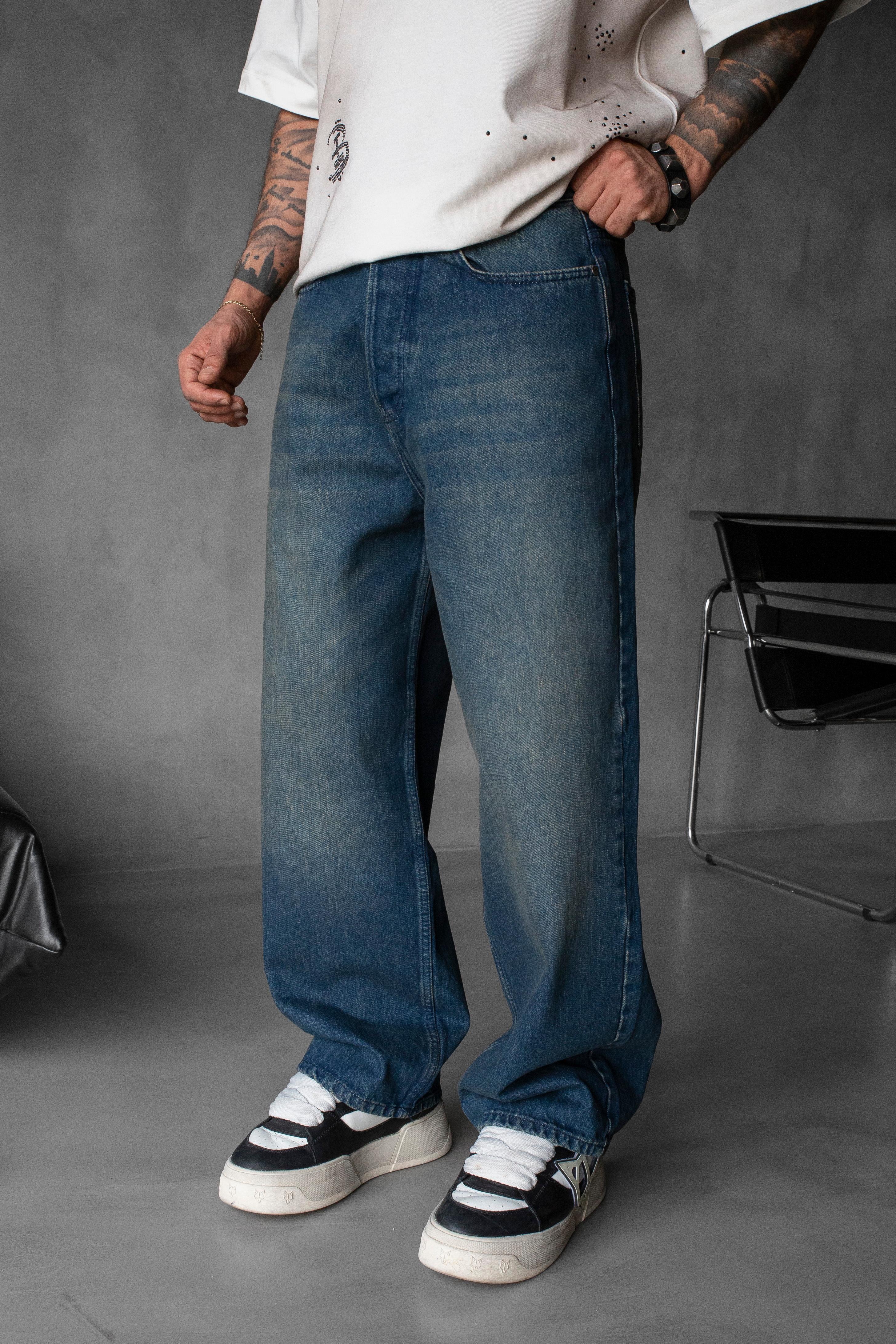 Relaxed Baggy Jean Koyu Mavi Pantolon