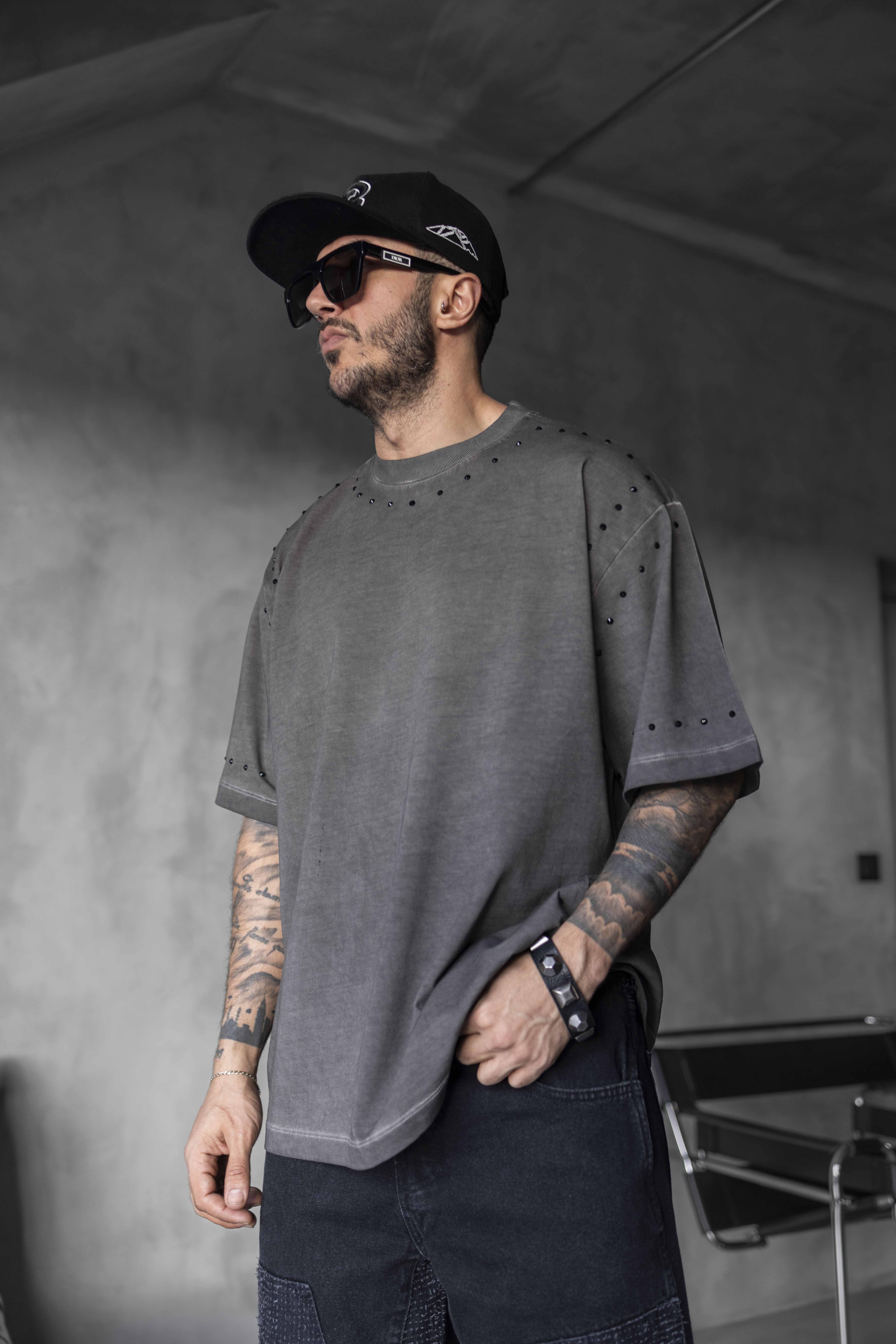 Black Island Studded Oversized T-Shirt
