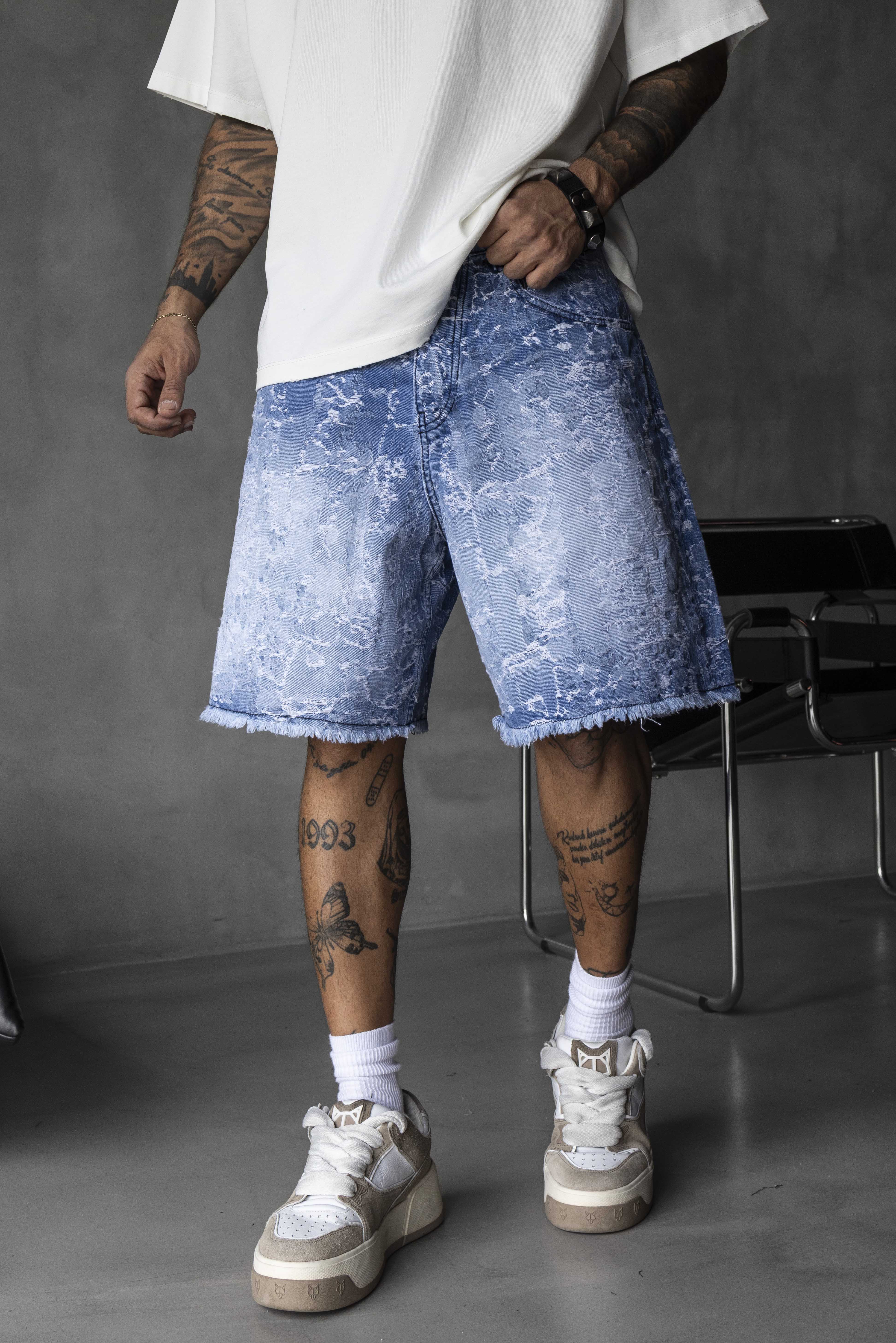 Light Bleached Denim Shorts