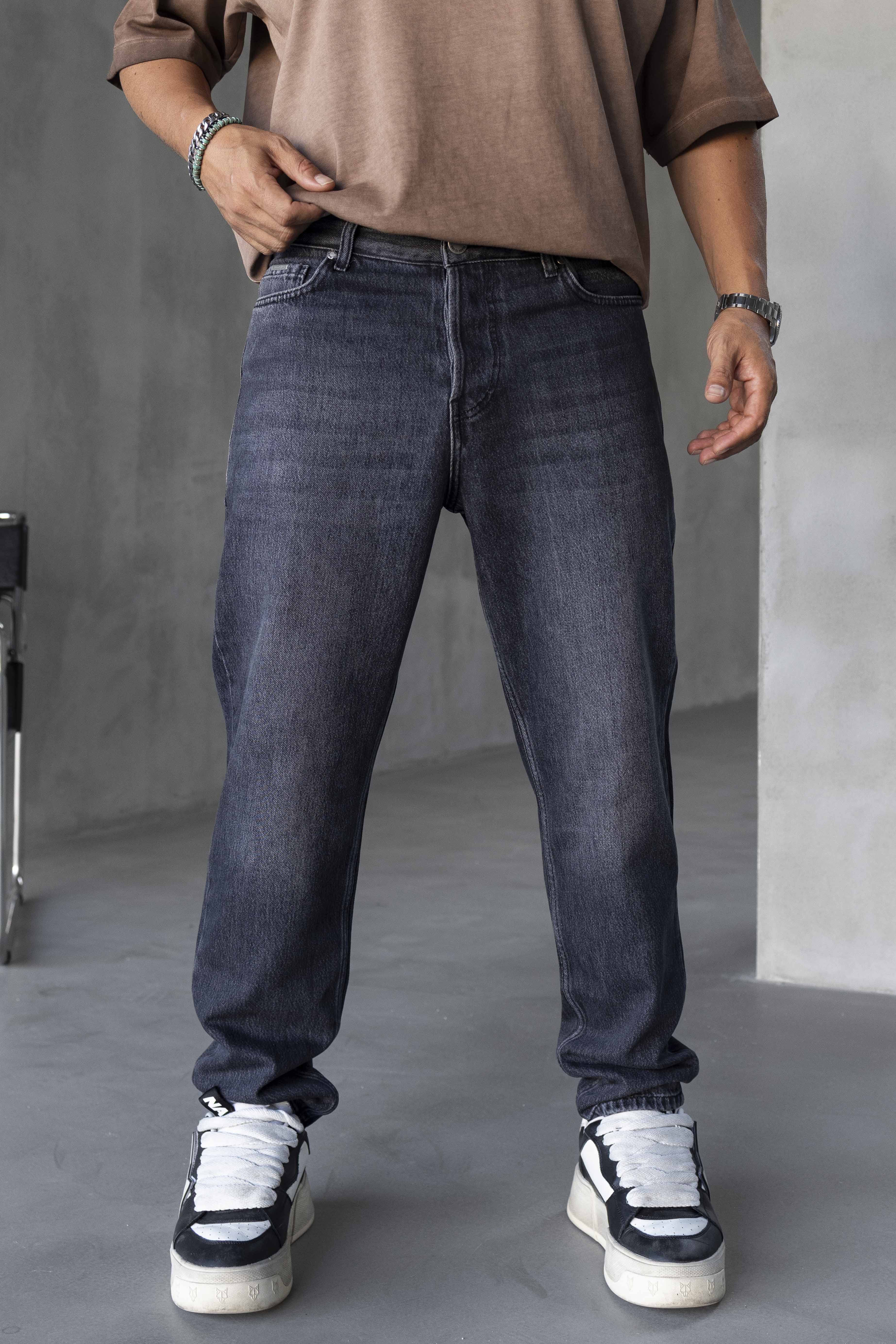 Washed Black Straight Denim Jeans