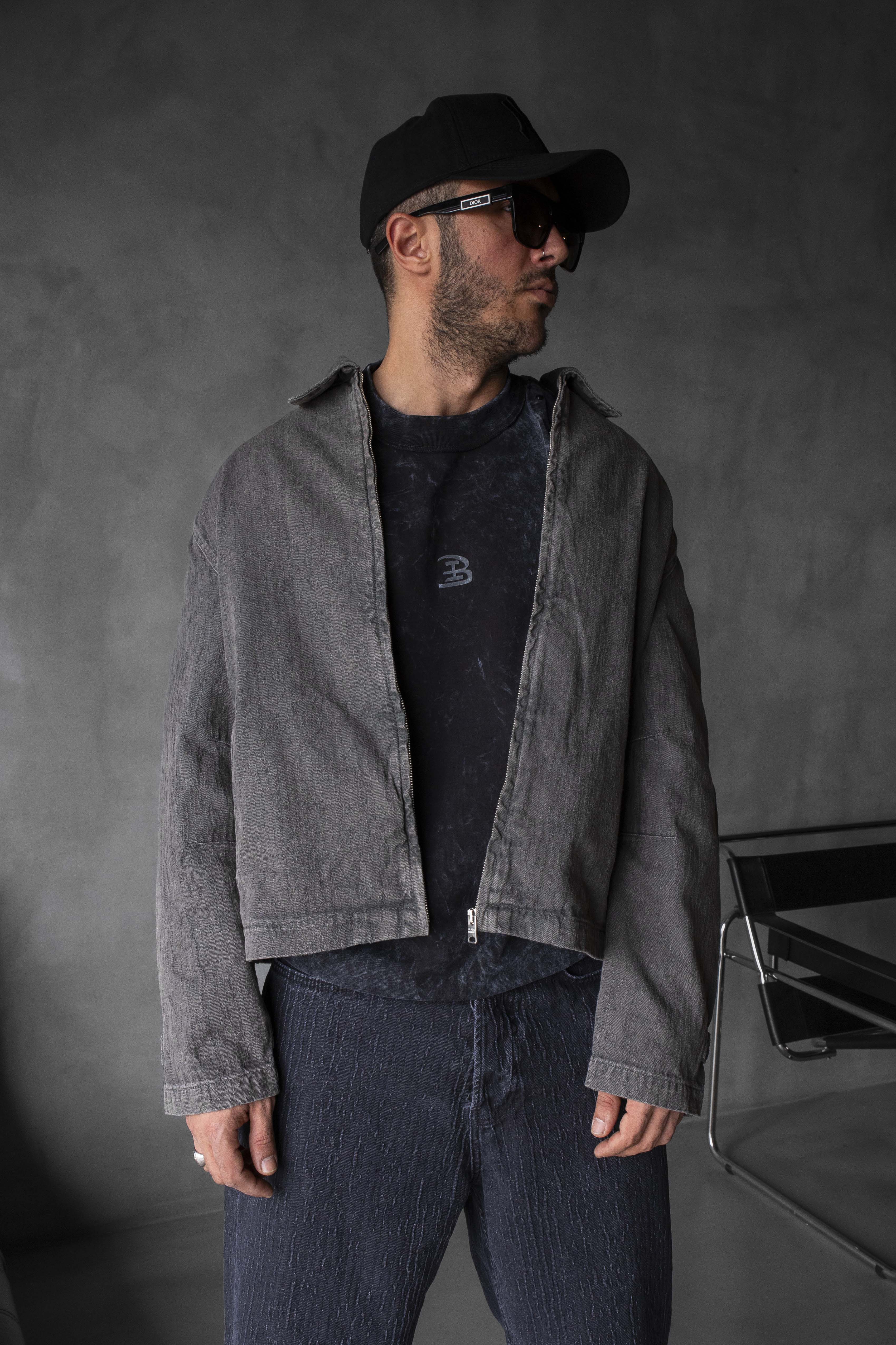 Grey Textured Zip Jacket