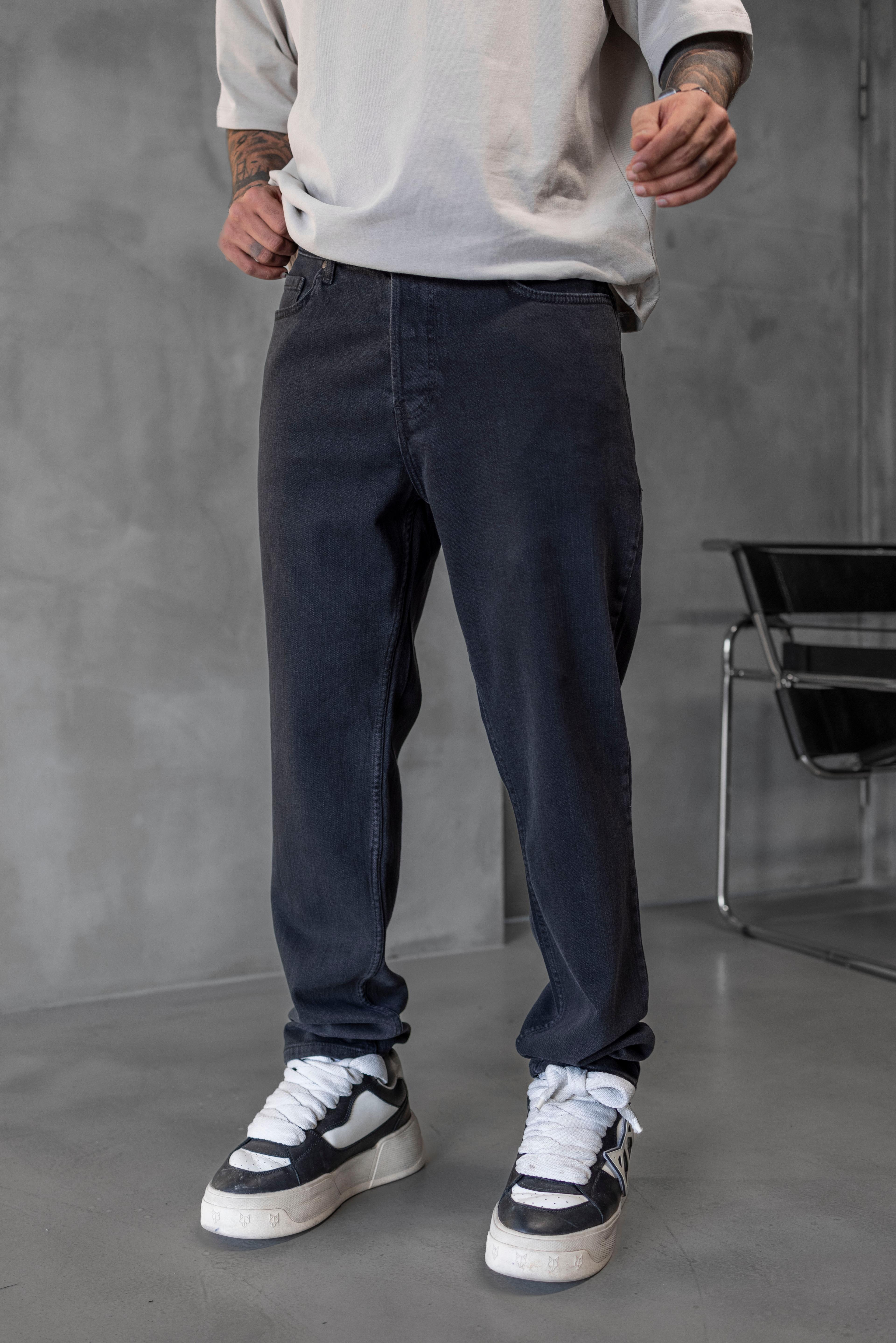 Loose Fit Açık Siyah Denim Jean