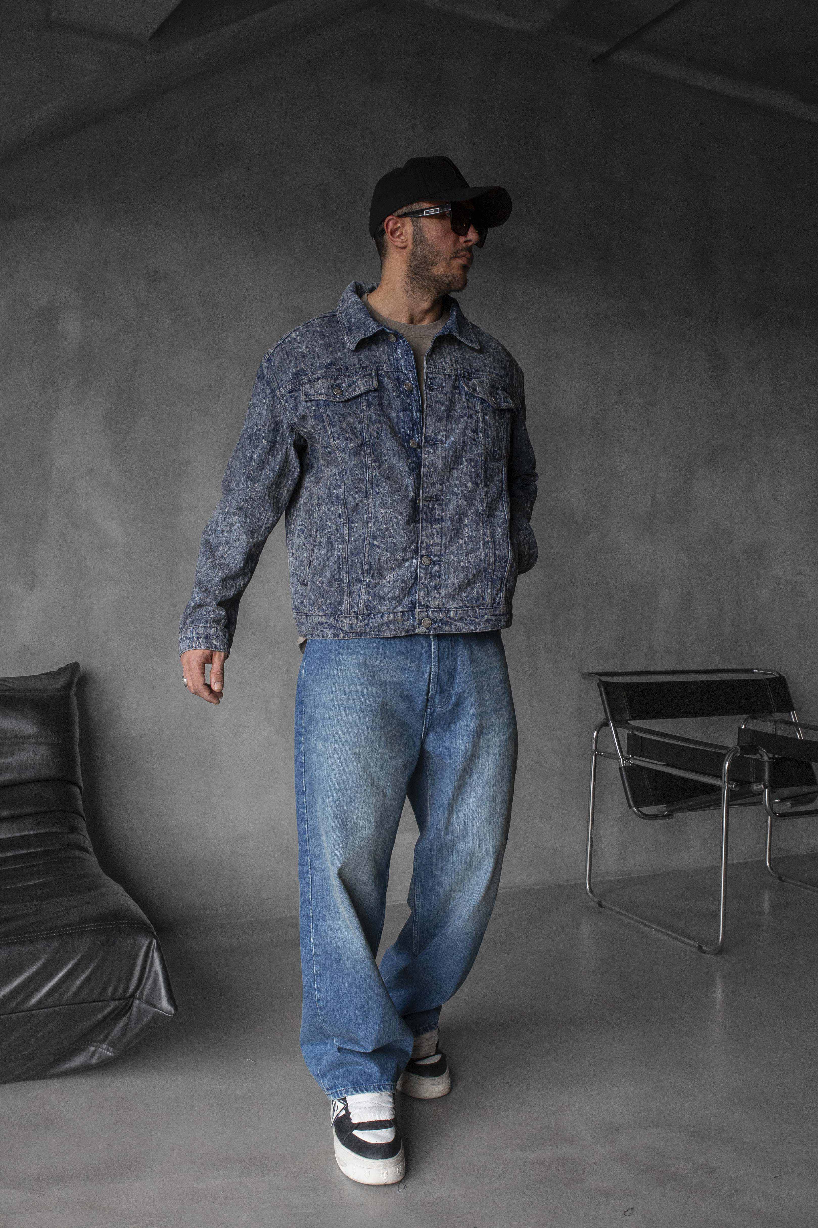 Blue Speckled Vintage Denim Jacket