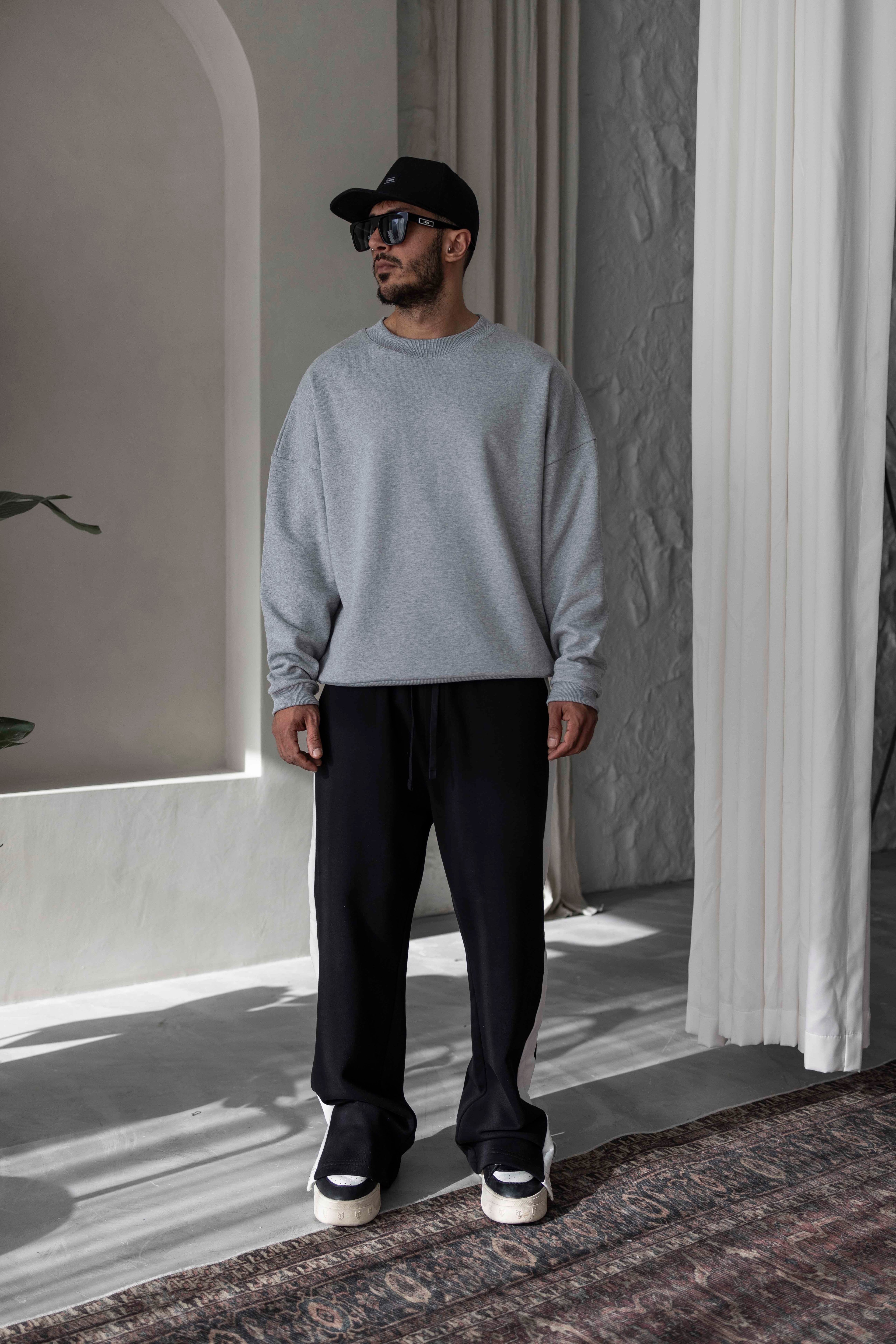 Yıkamalı Oversize Basic Sweatshirt - GRİ