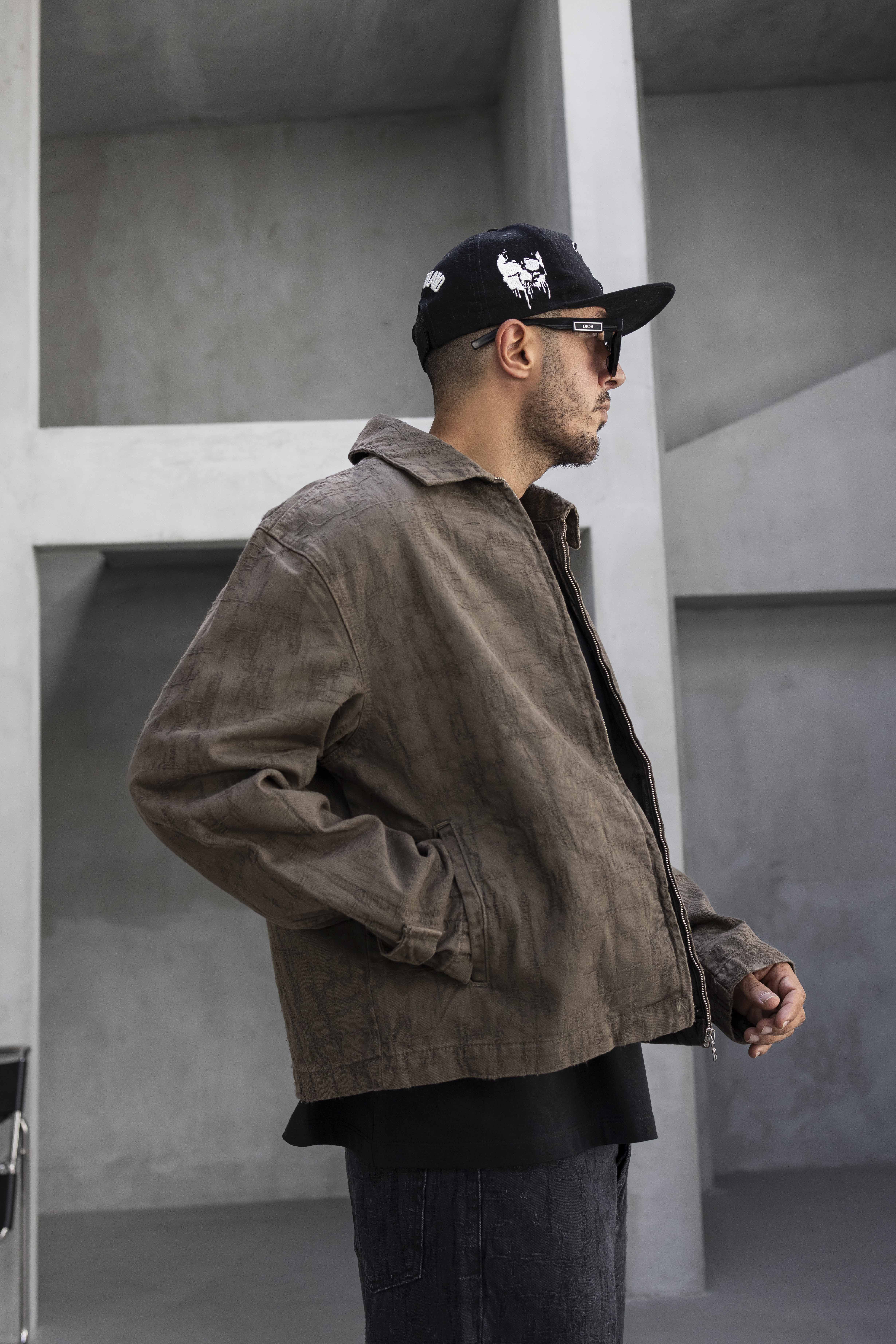 Brown Textured Zip Jacket