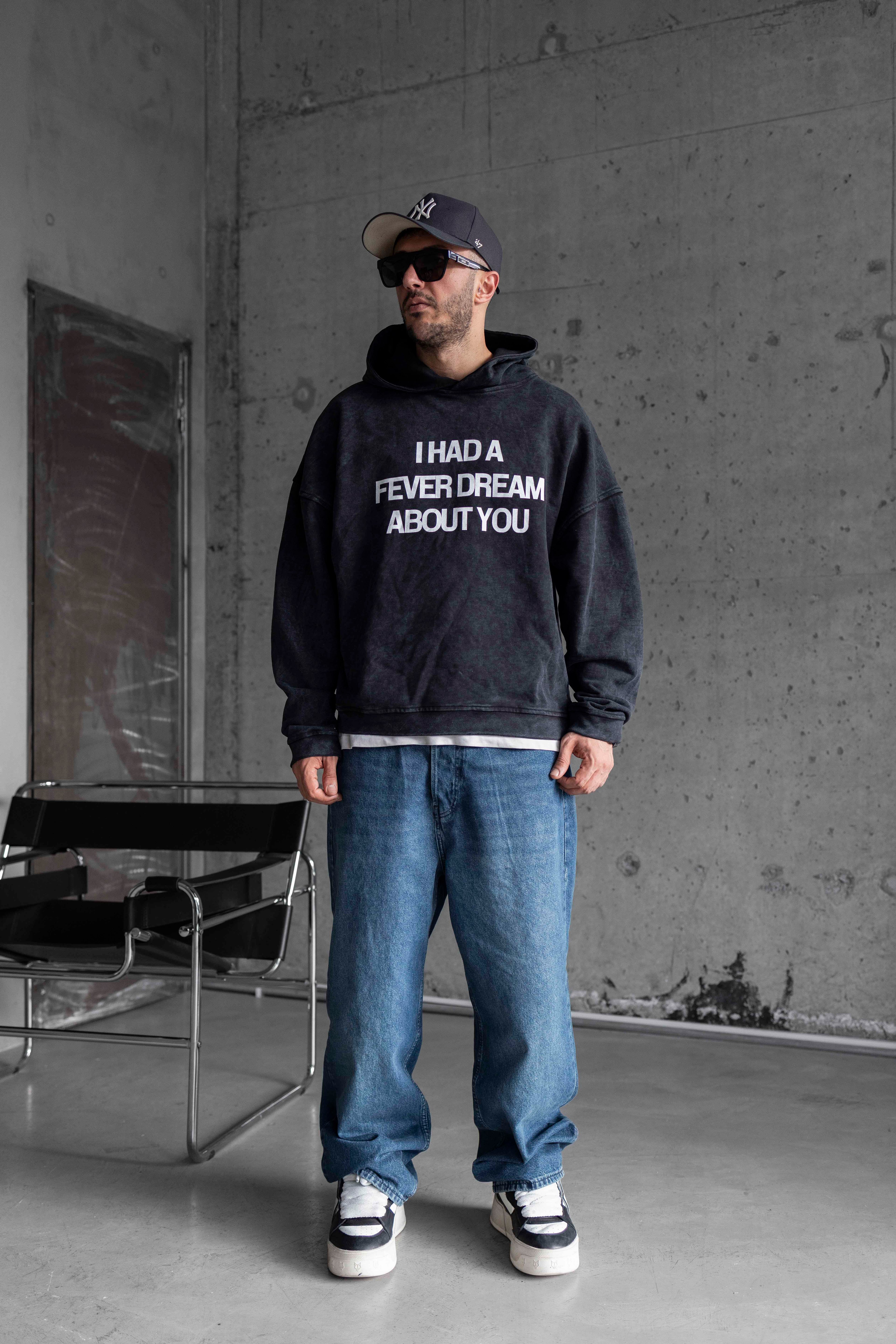 Fever Dream Yazılı Yıkamalı Oversize Sweatshirt