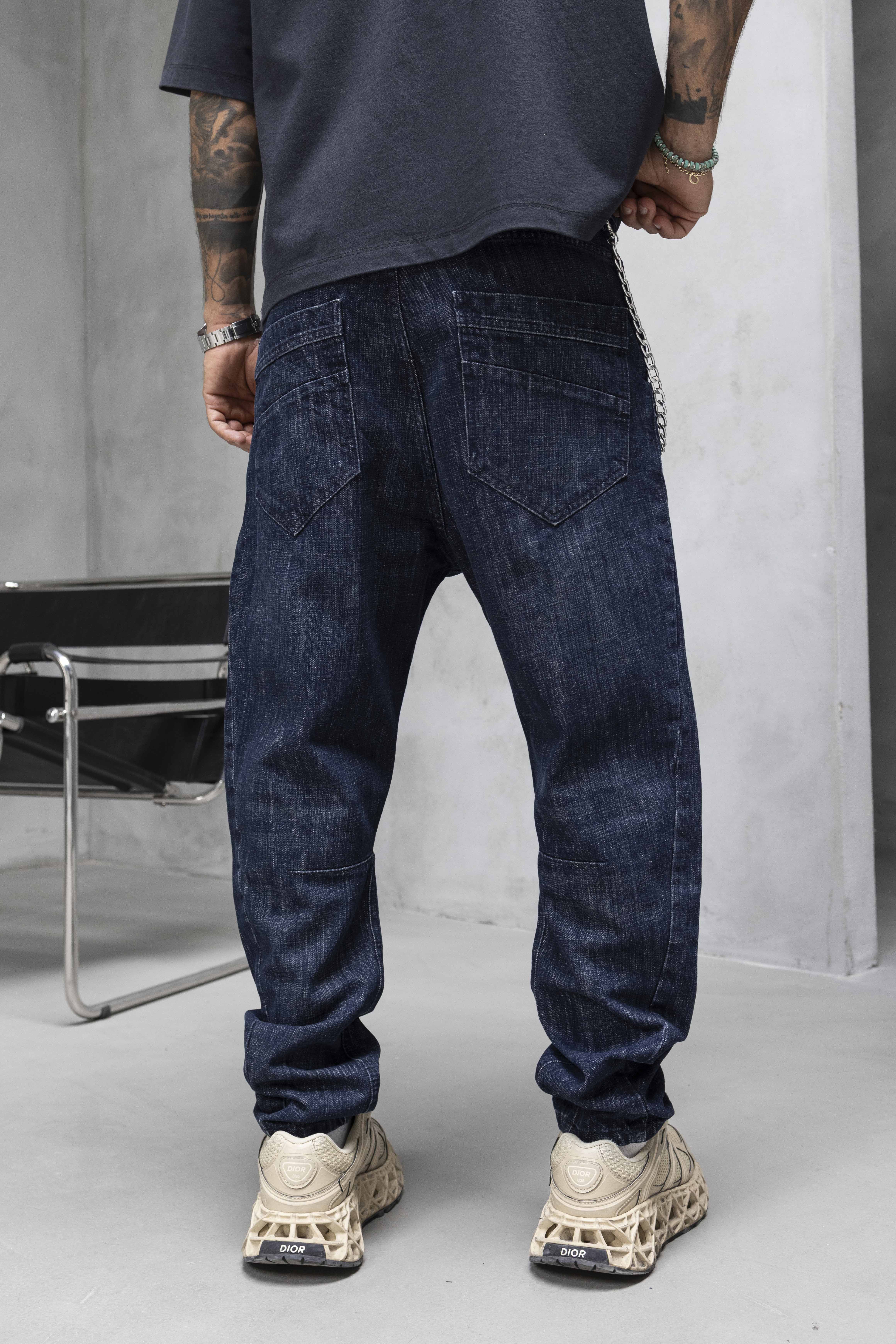 Loose Fit Dark Blue Paint Splatter Denim Jeans