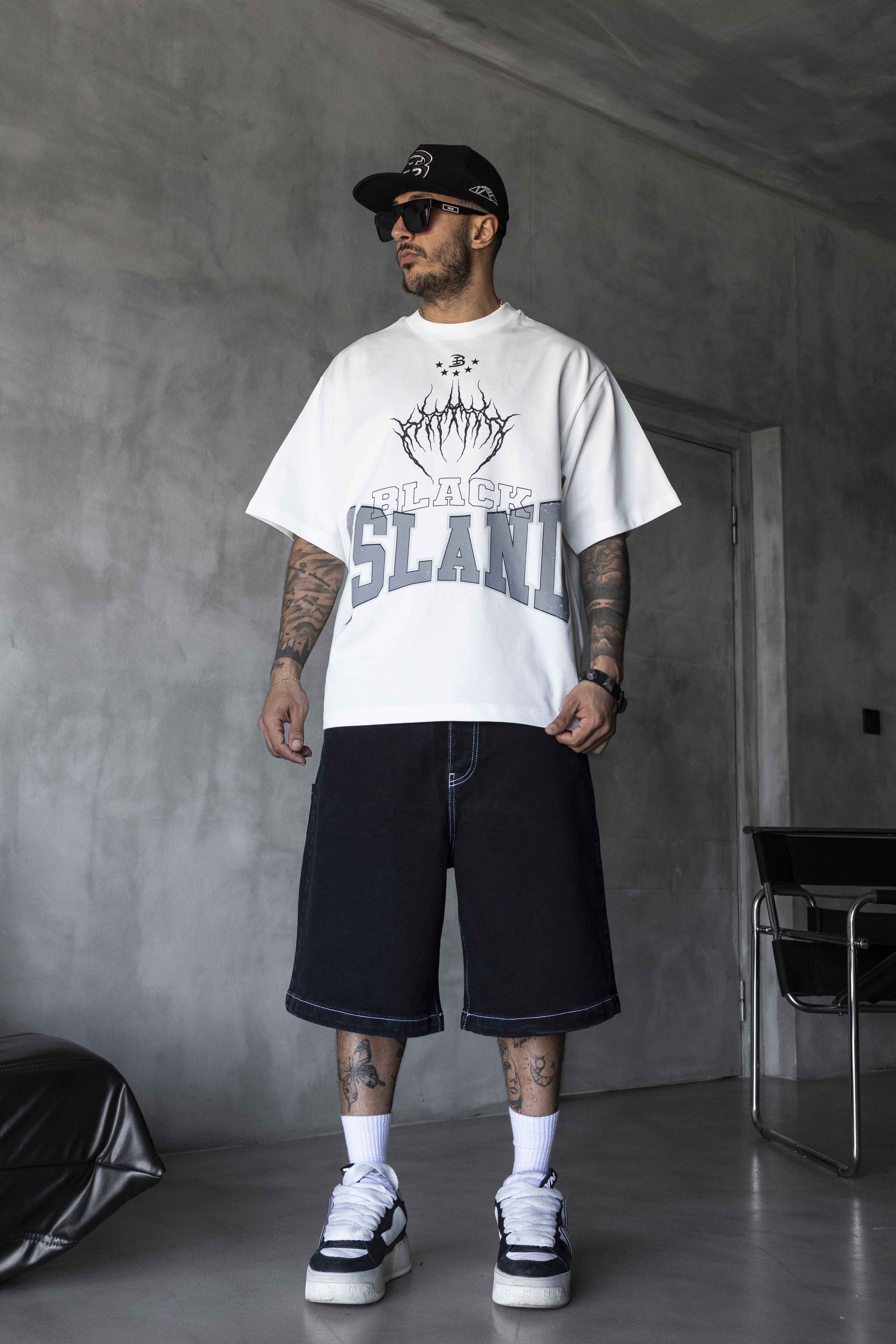 Black Island Crown Logo Oversized T-Shirt