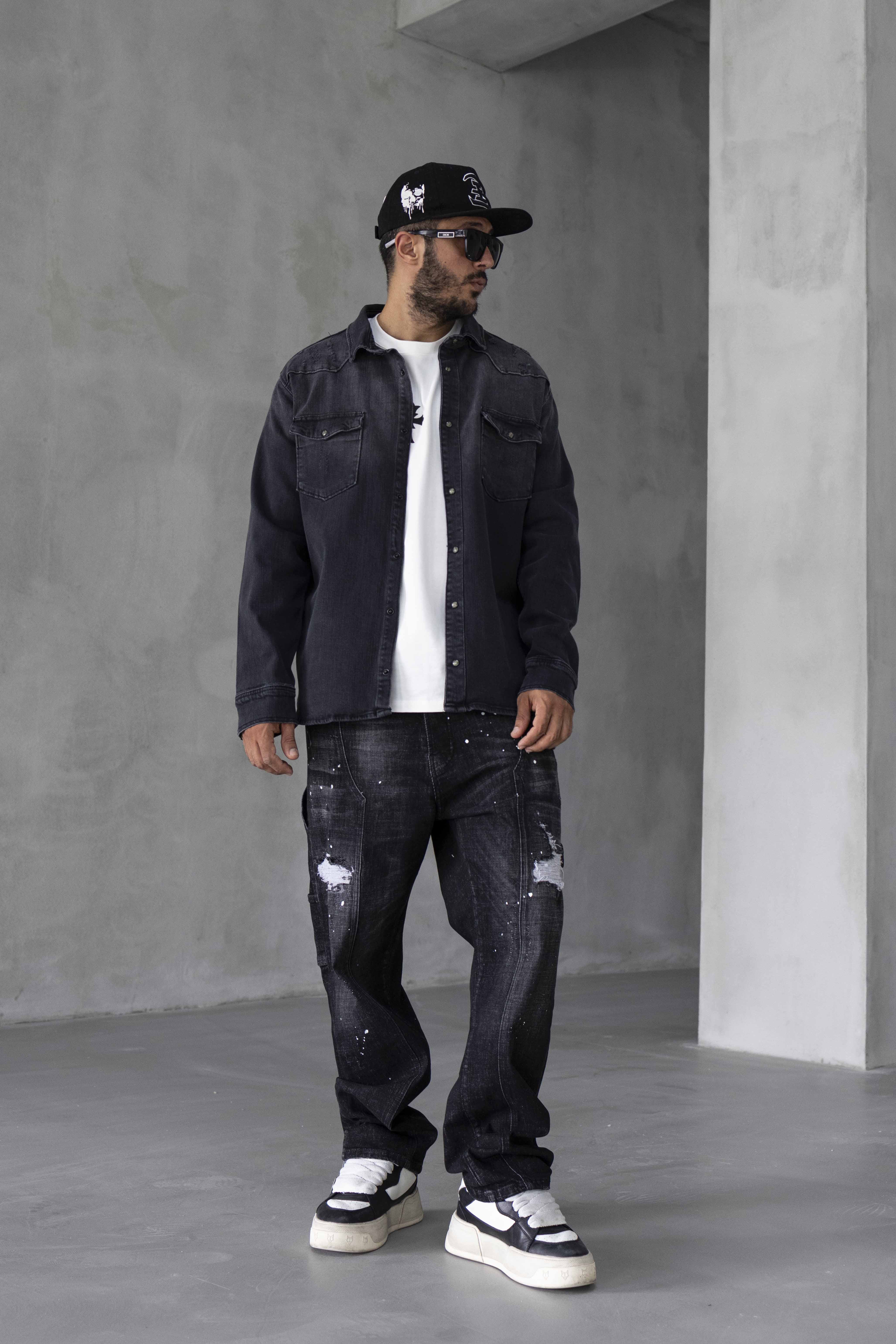 Leopard Printed Back Denim Jacket