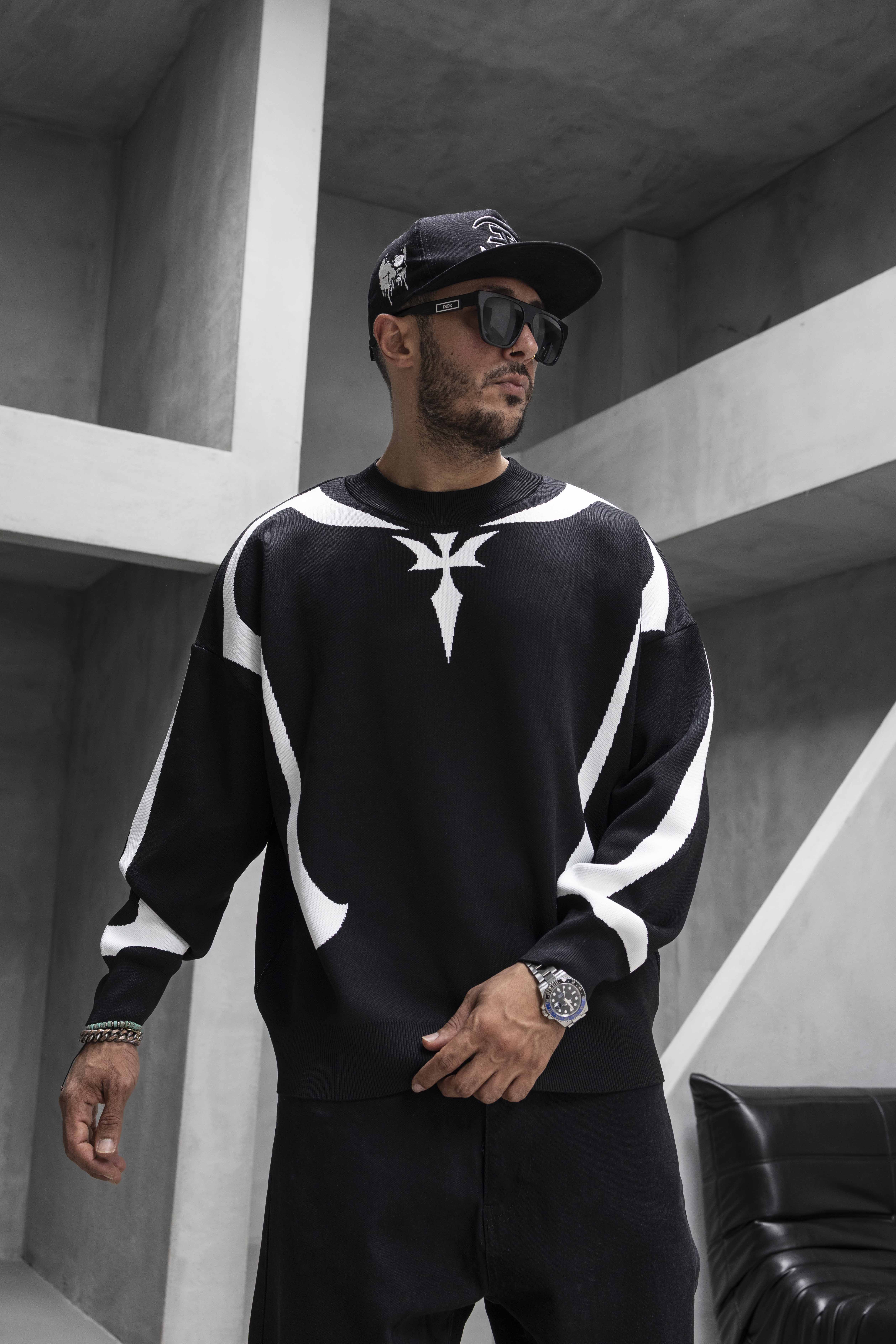 Black Island Oversized “Sculpted Knit” Sweater