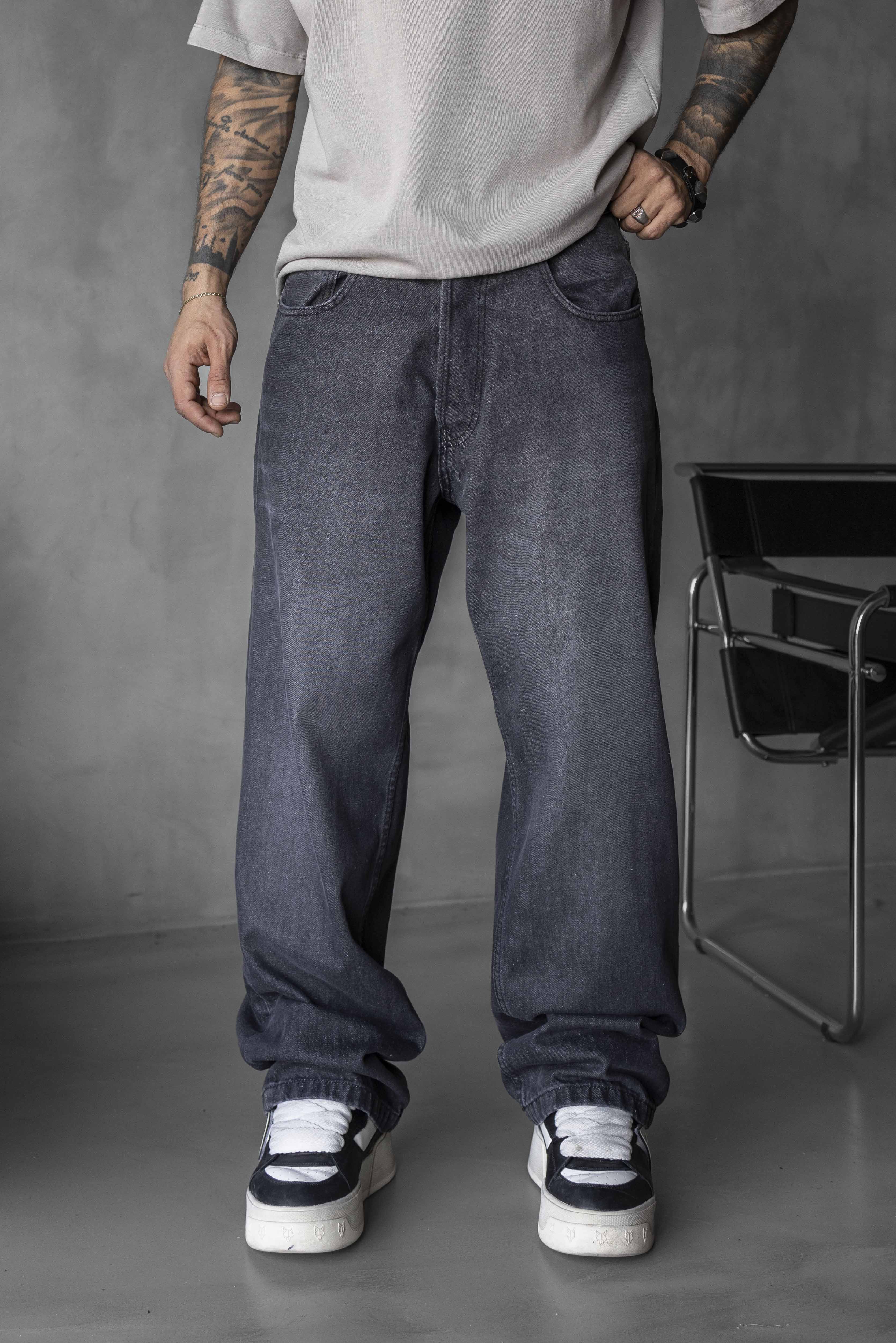 Washed Black Loose Fit Denim Pants