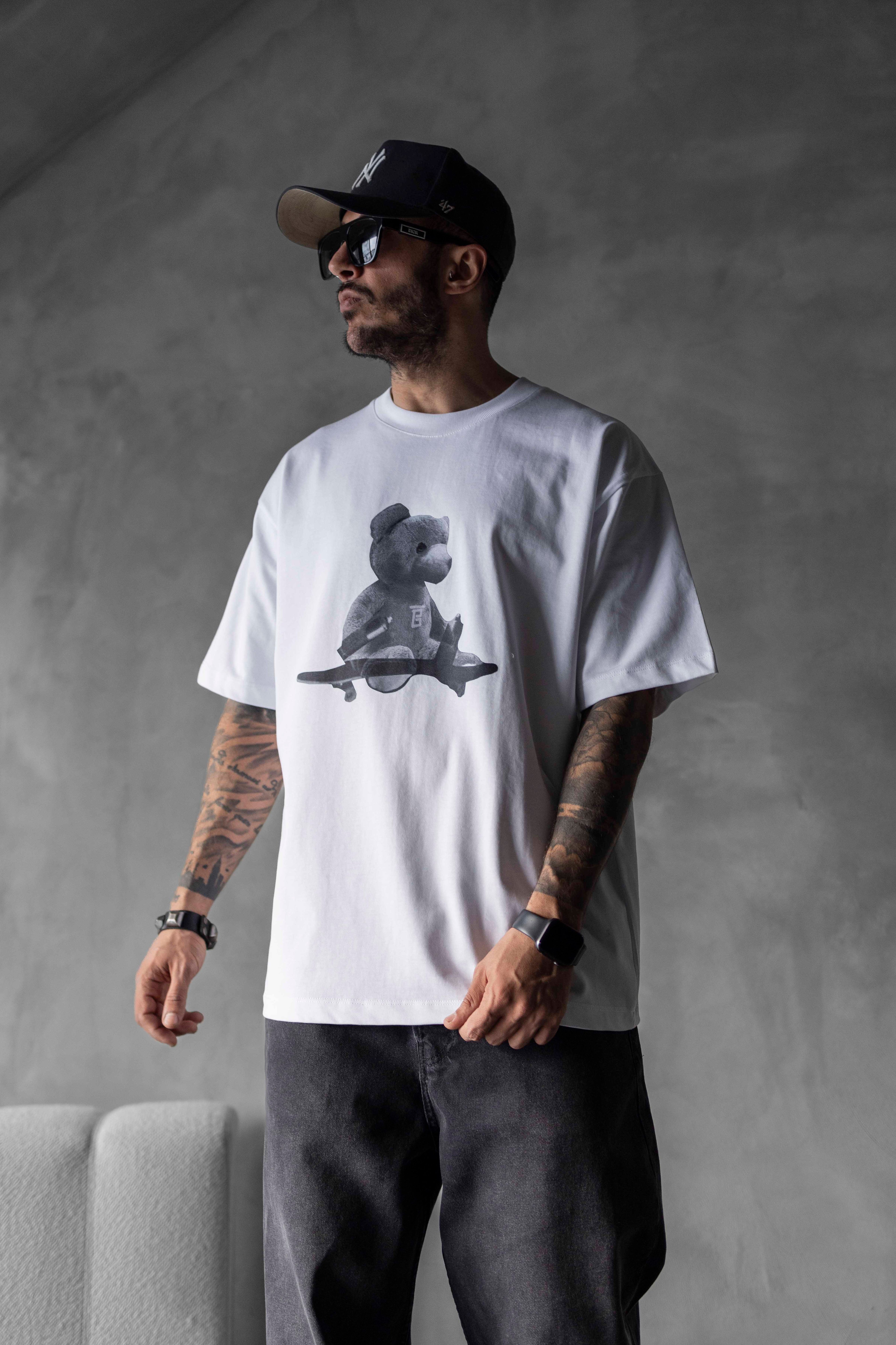 Teddy Plane Baskılı Oversize Tişört