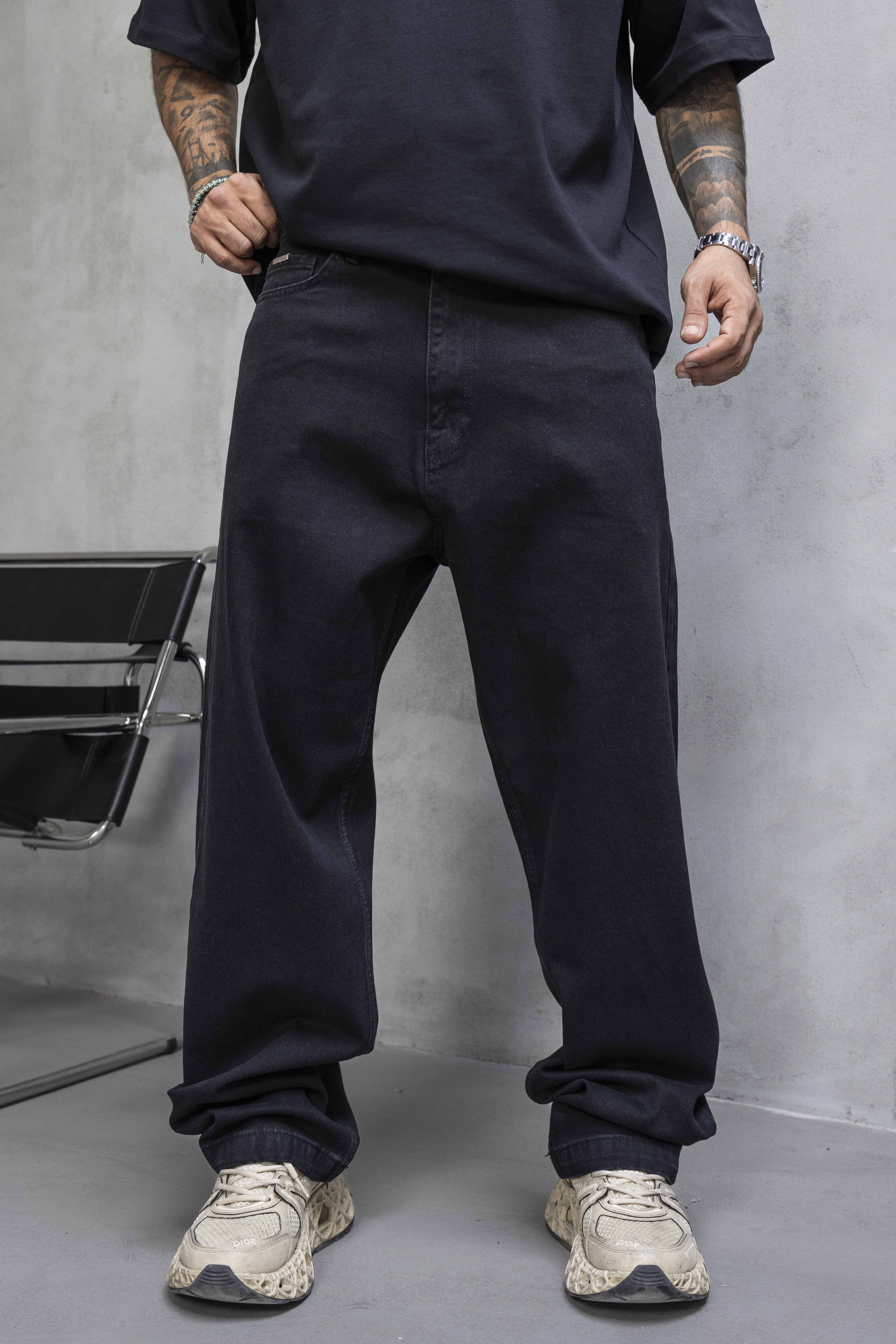 Jet Black Wide Fit Denim Jeans
