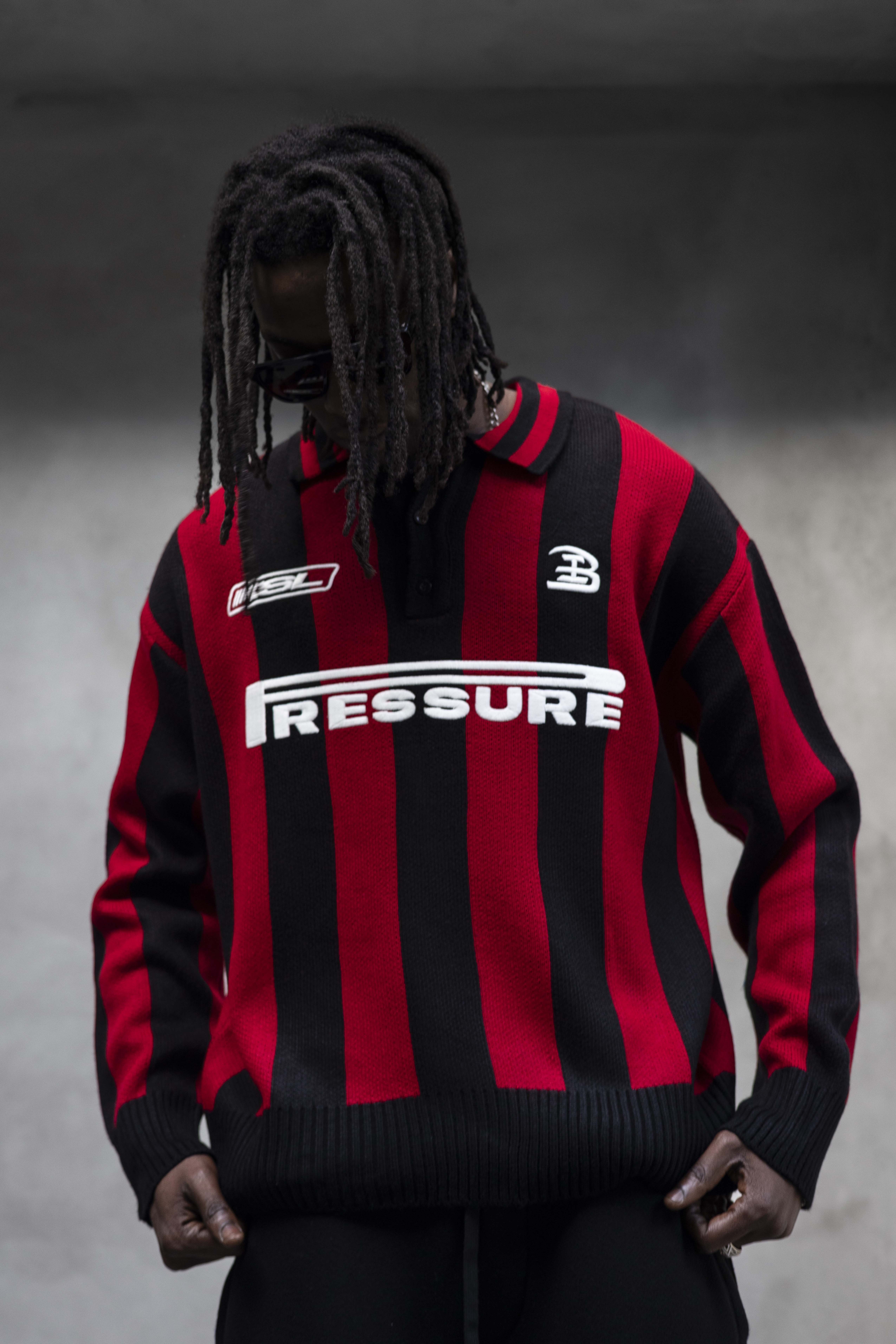 Pressure Striped Knit Polo Sweater