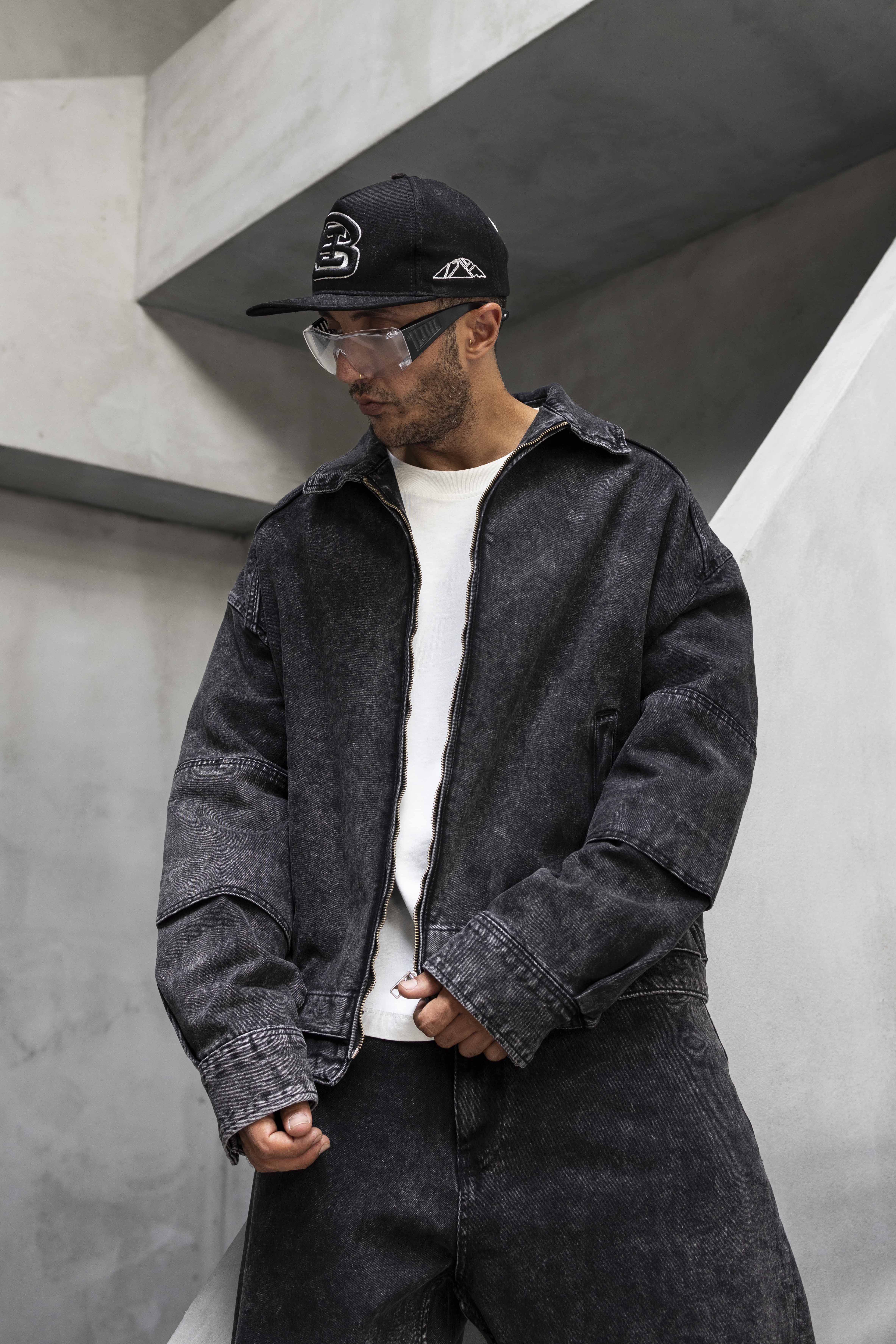 Black Washed Oversize Denim Jacket