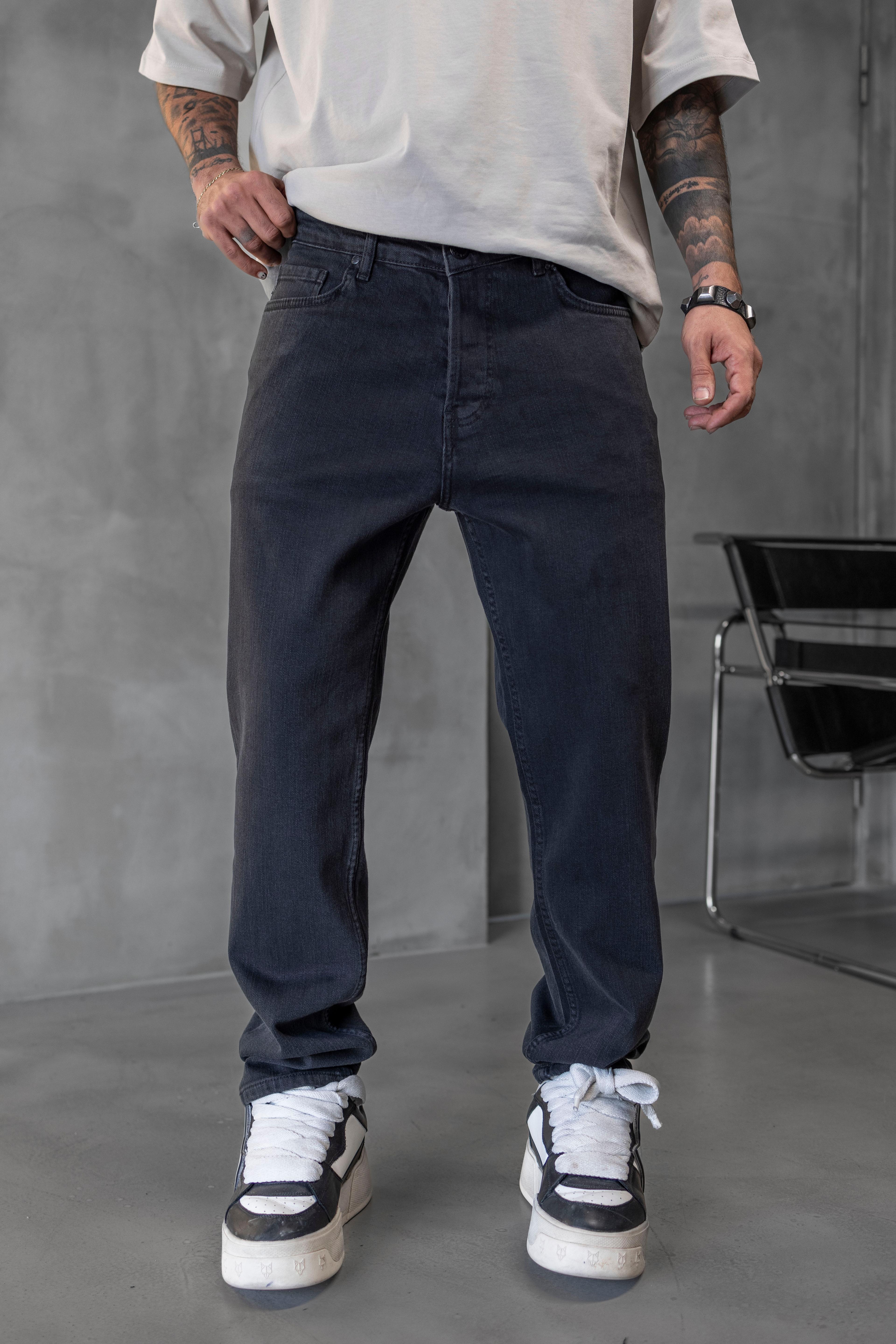 Loose Fit Açık Siyah Denim Jean
