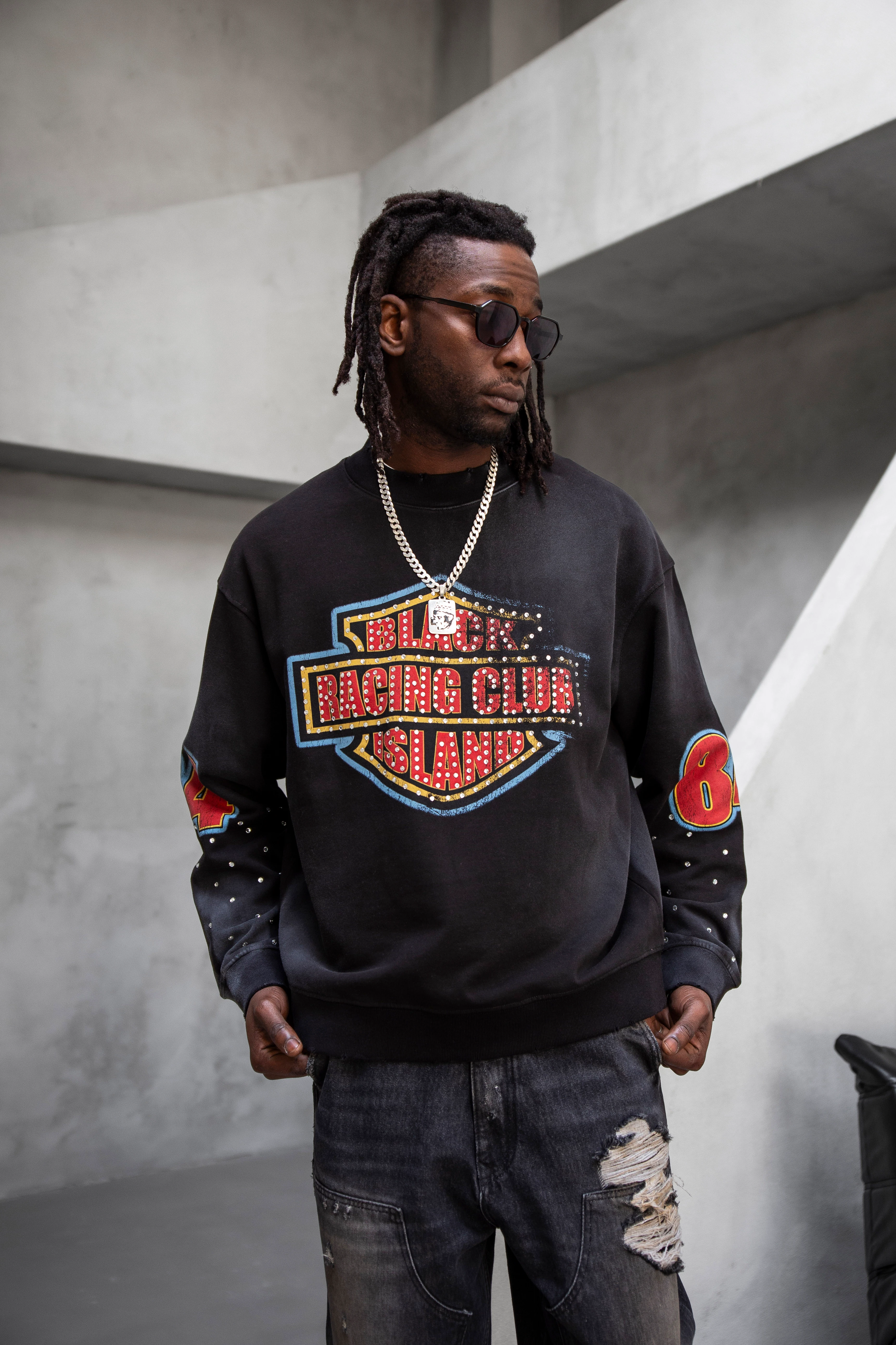 Black Racing Club Graphic Sweatshirt