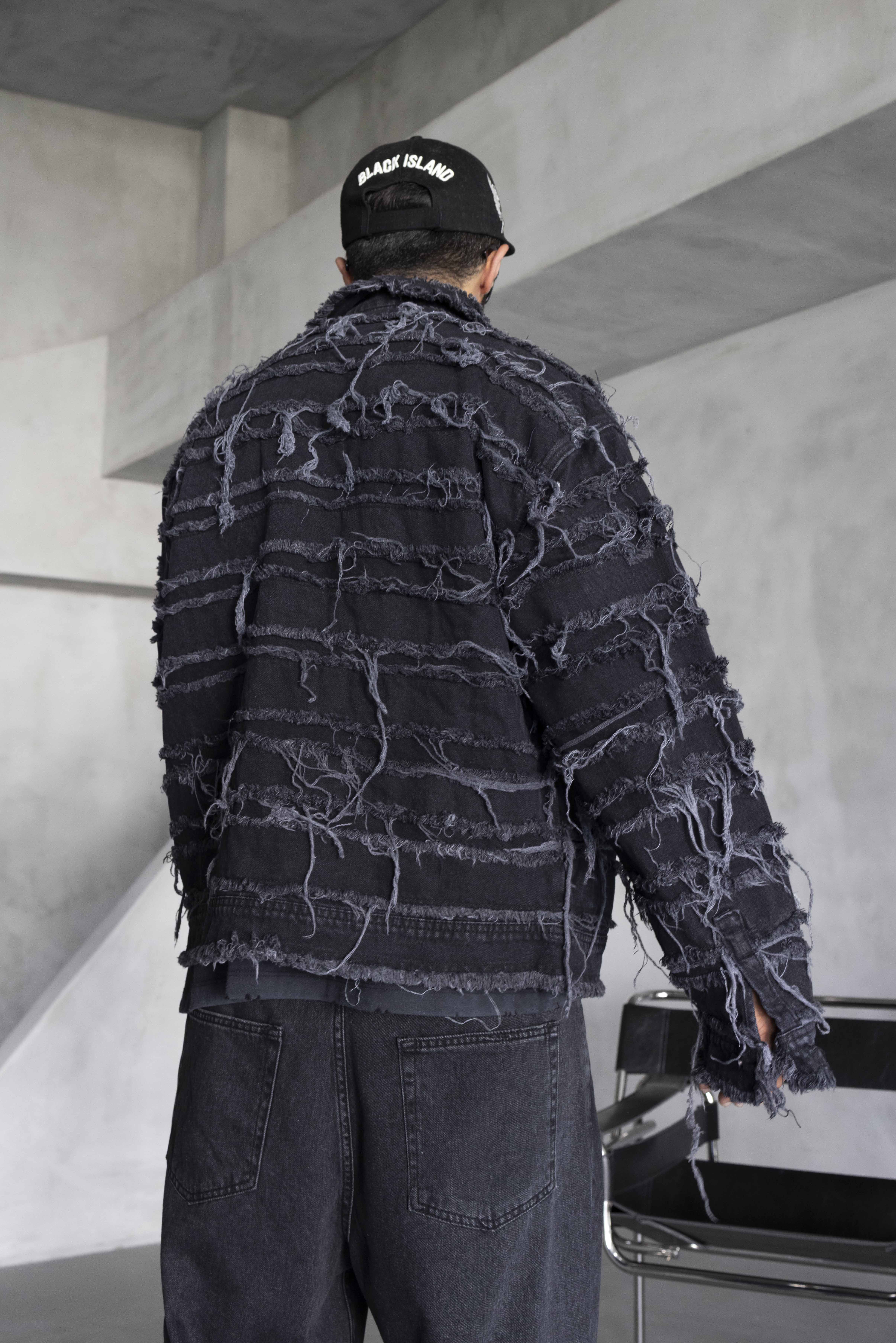 Black Distressed Oversized Denim Jacket