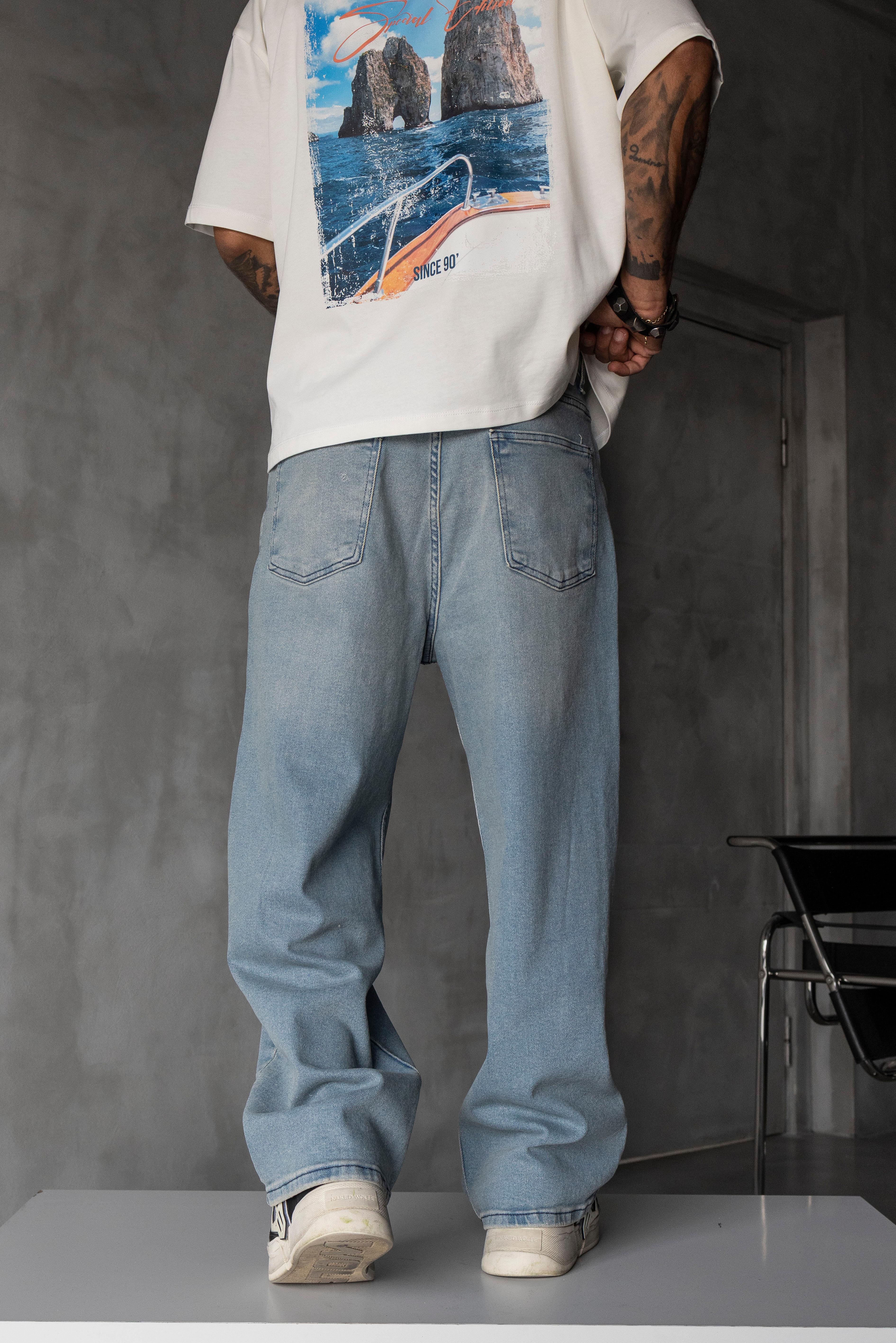 Relaxed Baggy Jean Koyu Mavi Pantolon