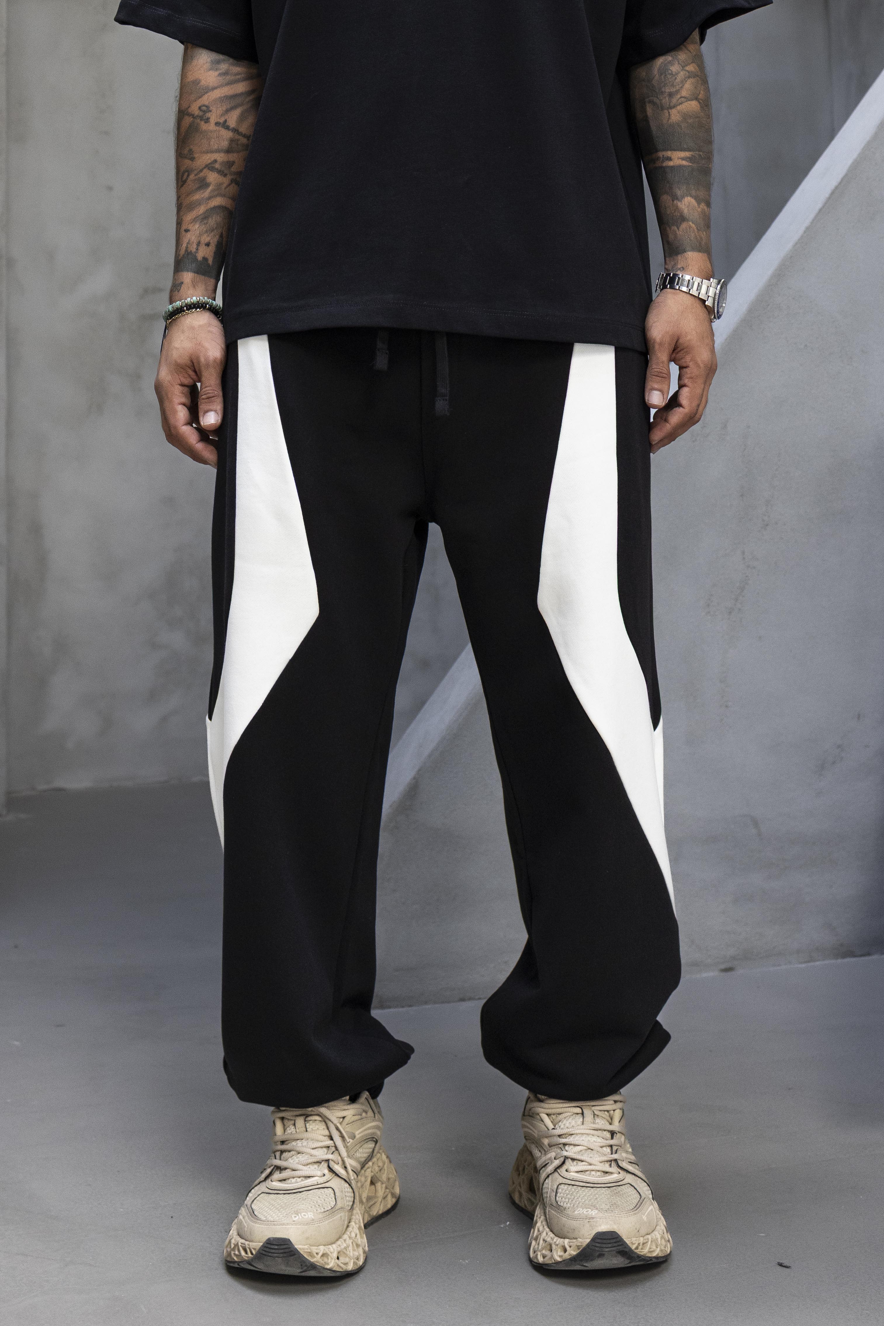 Black & White Wide Fit Tracksuit Pants