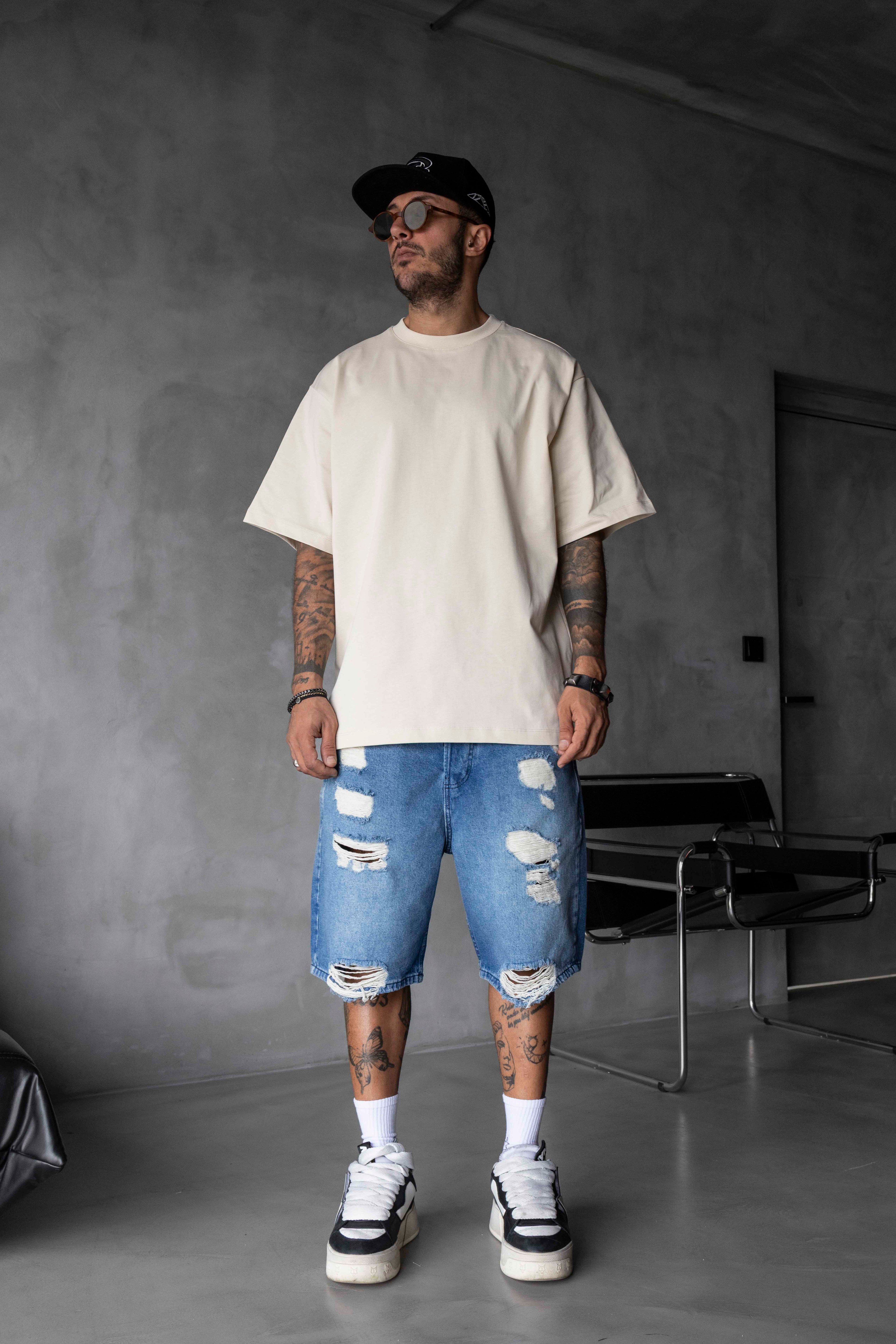 Basic Oversize Tişört - BEJ