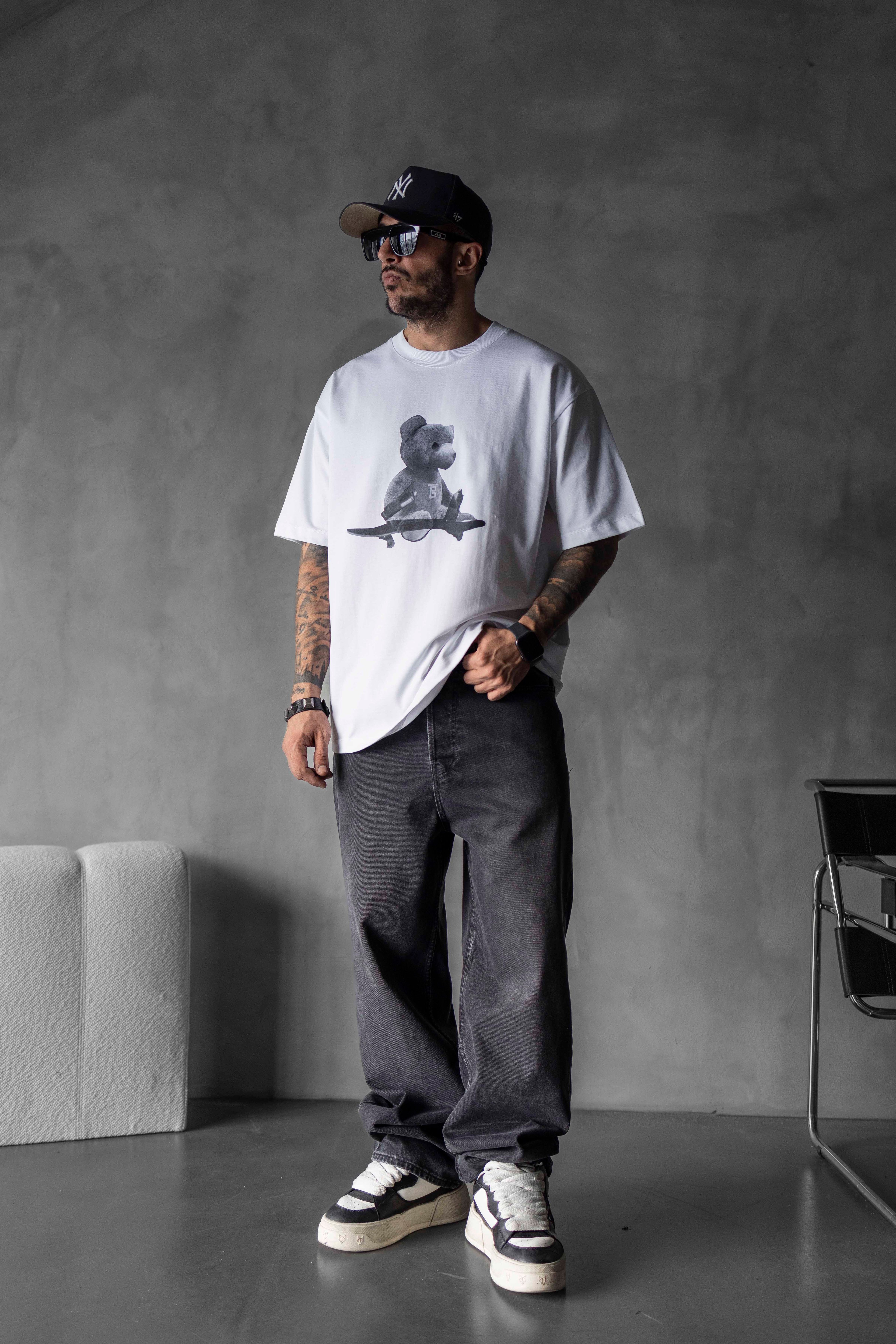Teddy Plane Baskılı Oversize Tişört
