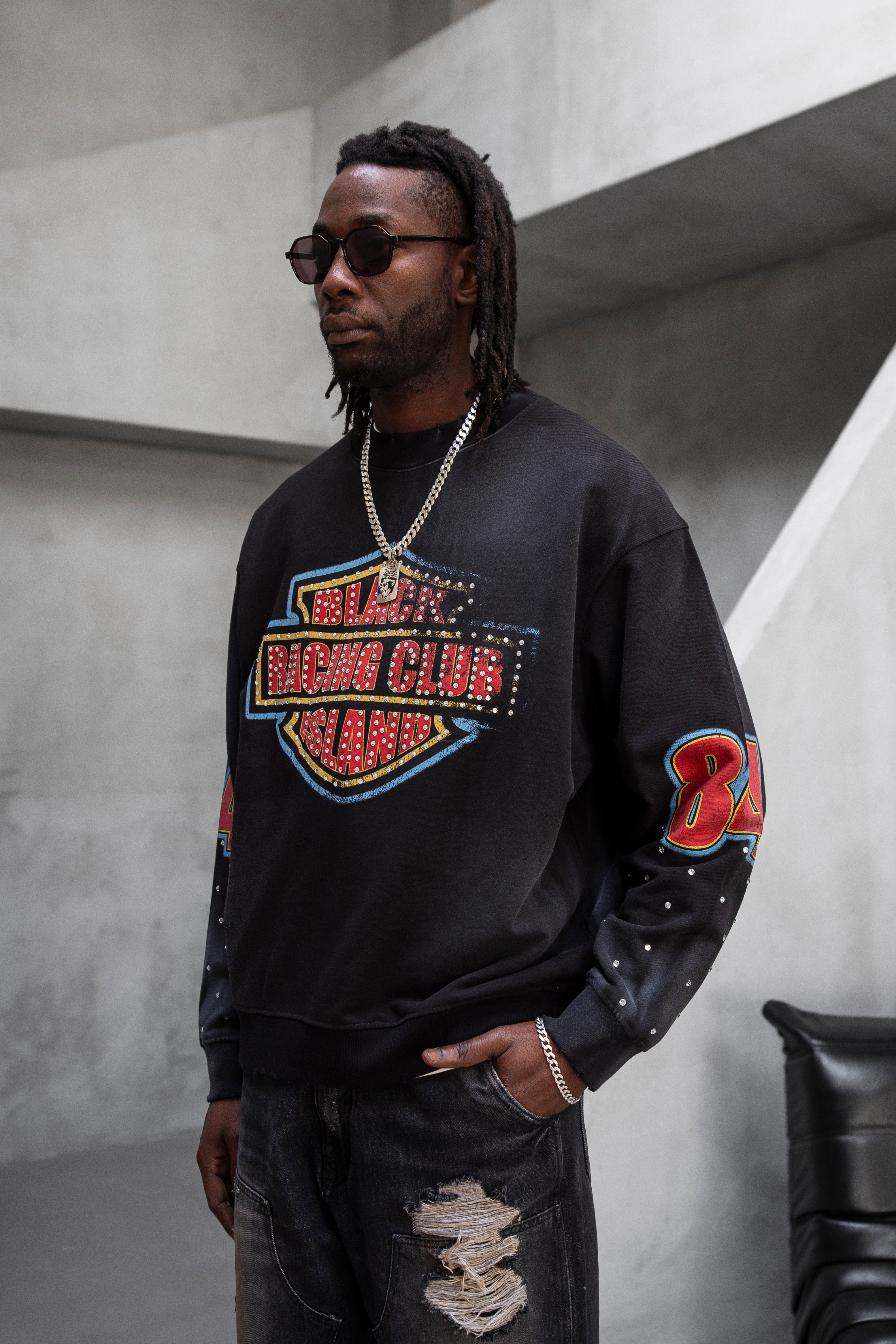 Black Racing Club Graphic Sweatshirt