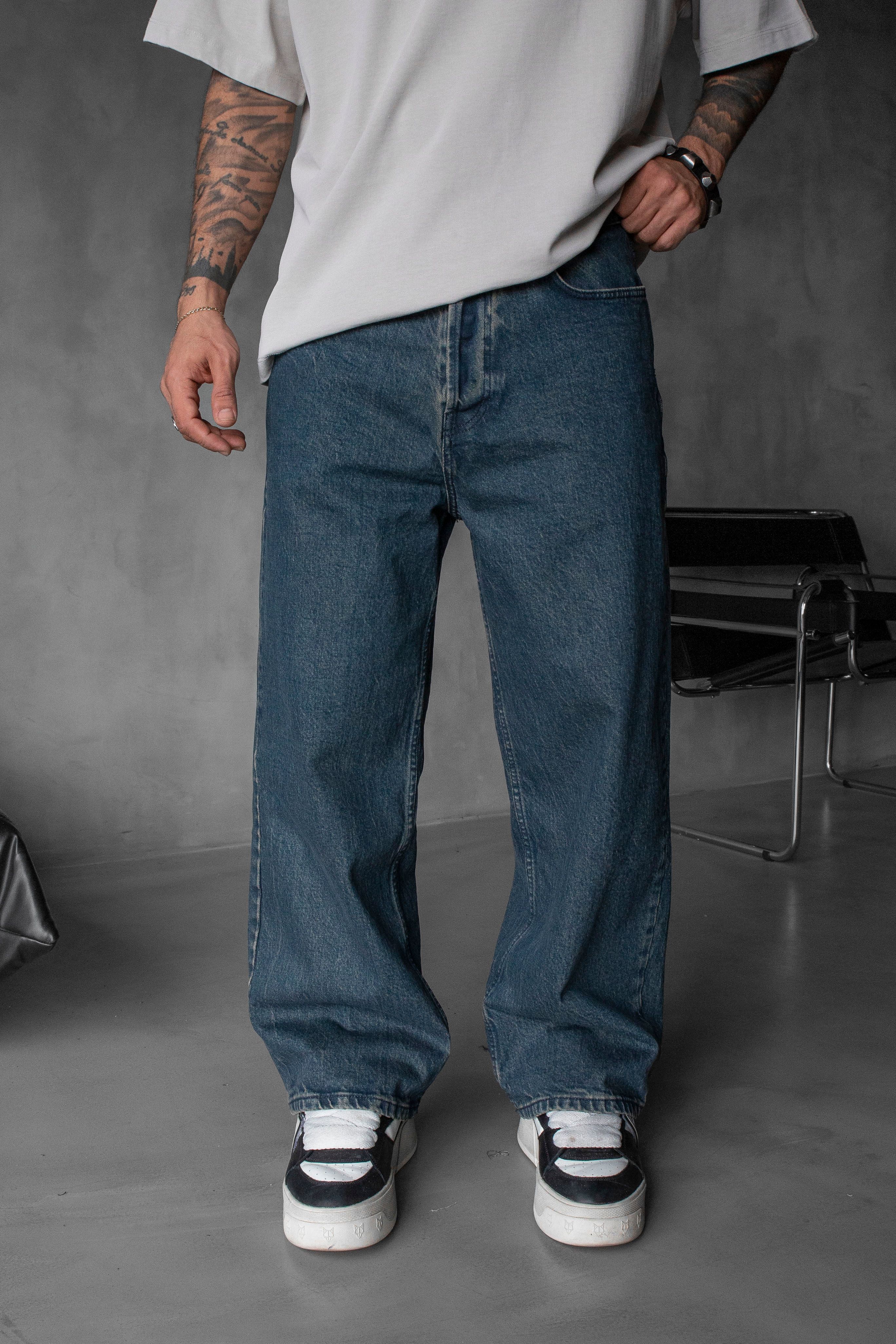 Relaxed Baggy Jean Koyu Mavi Pantolon