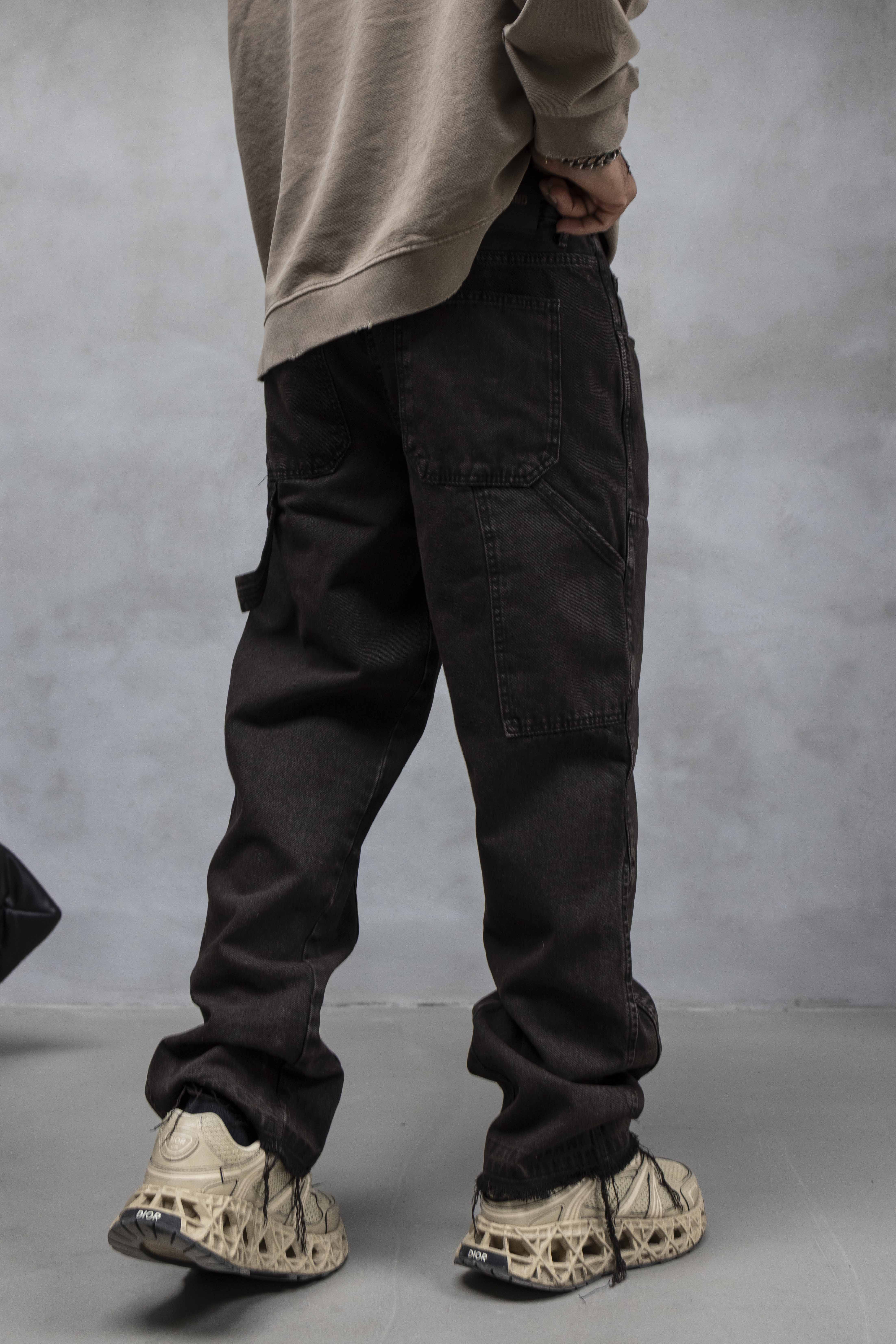 Washed Brown Utility Denim Pants